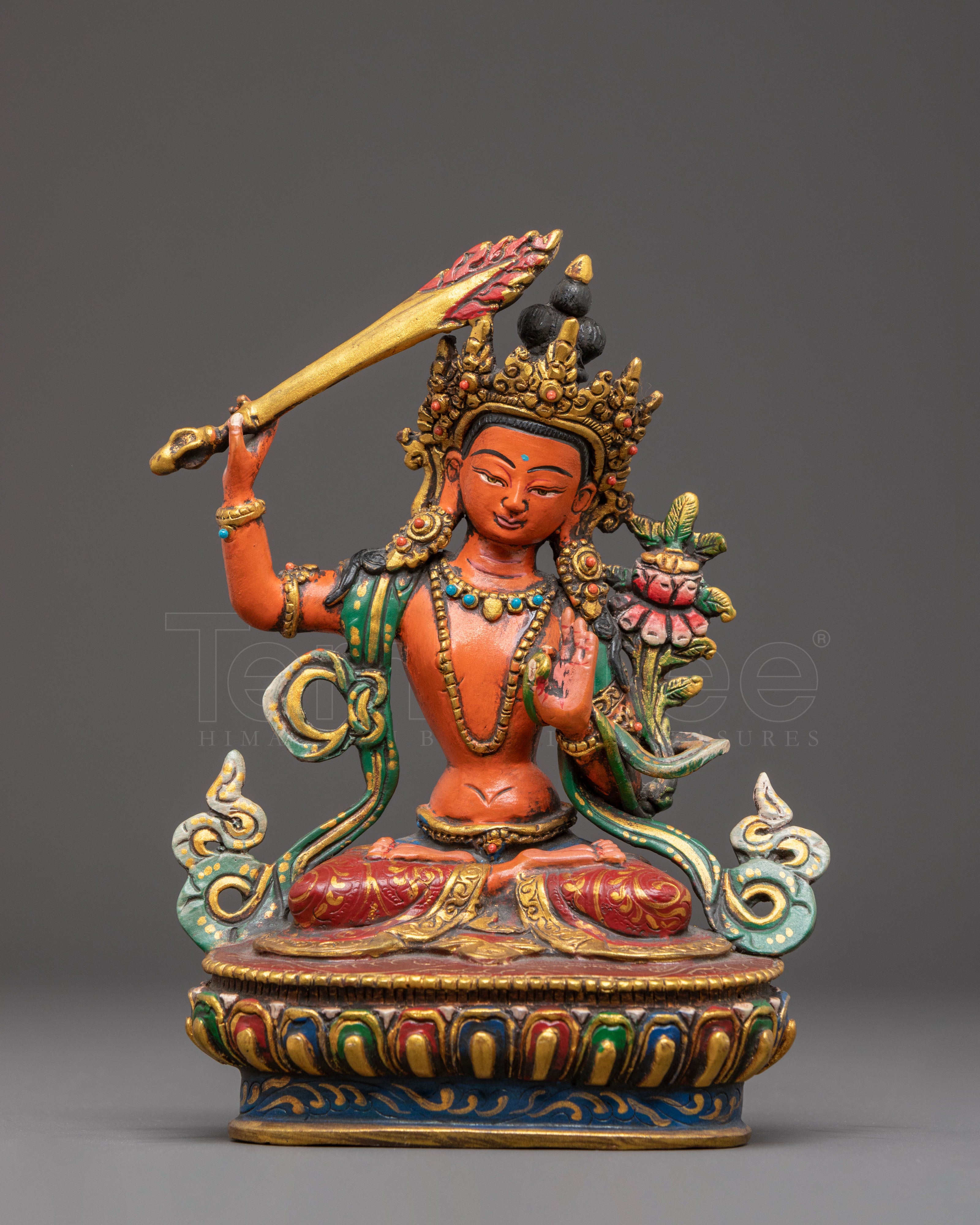 Handcrafted Copper Statue of Bodhisattva Manjushri | The Beacon of Wisdom