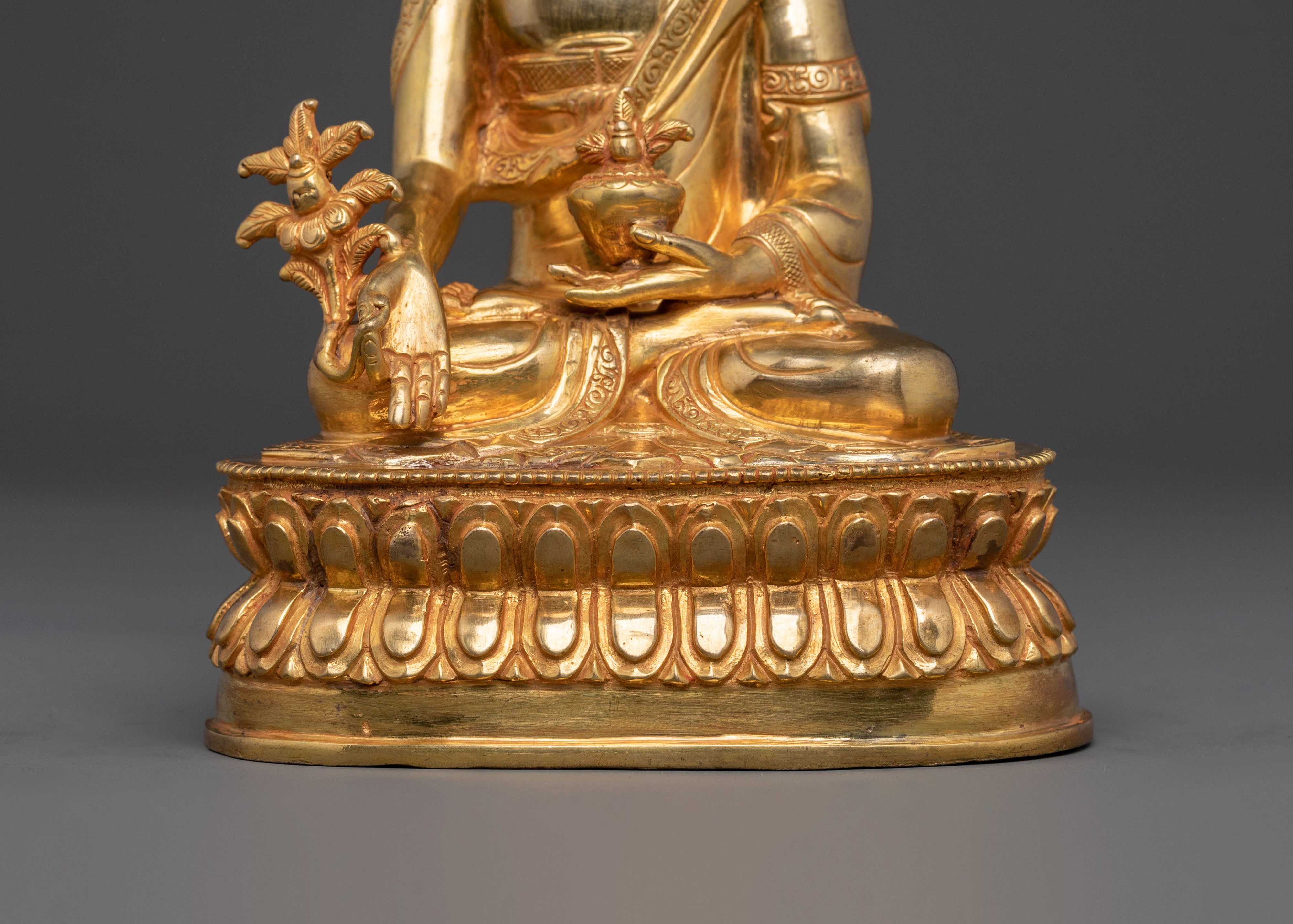 Bhaisajyaguru Sculpture: 24K Gold Gilded Artistry