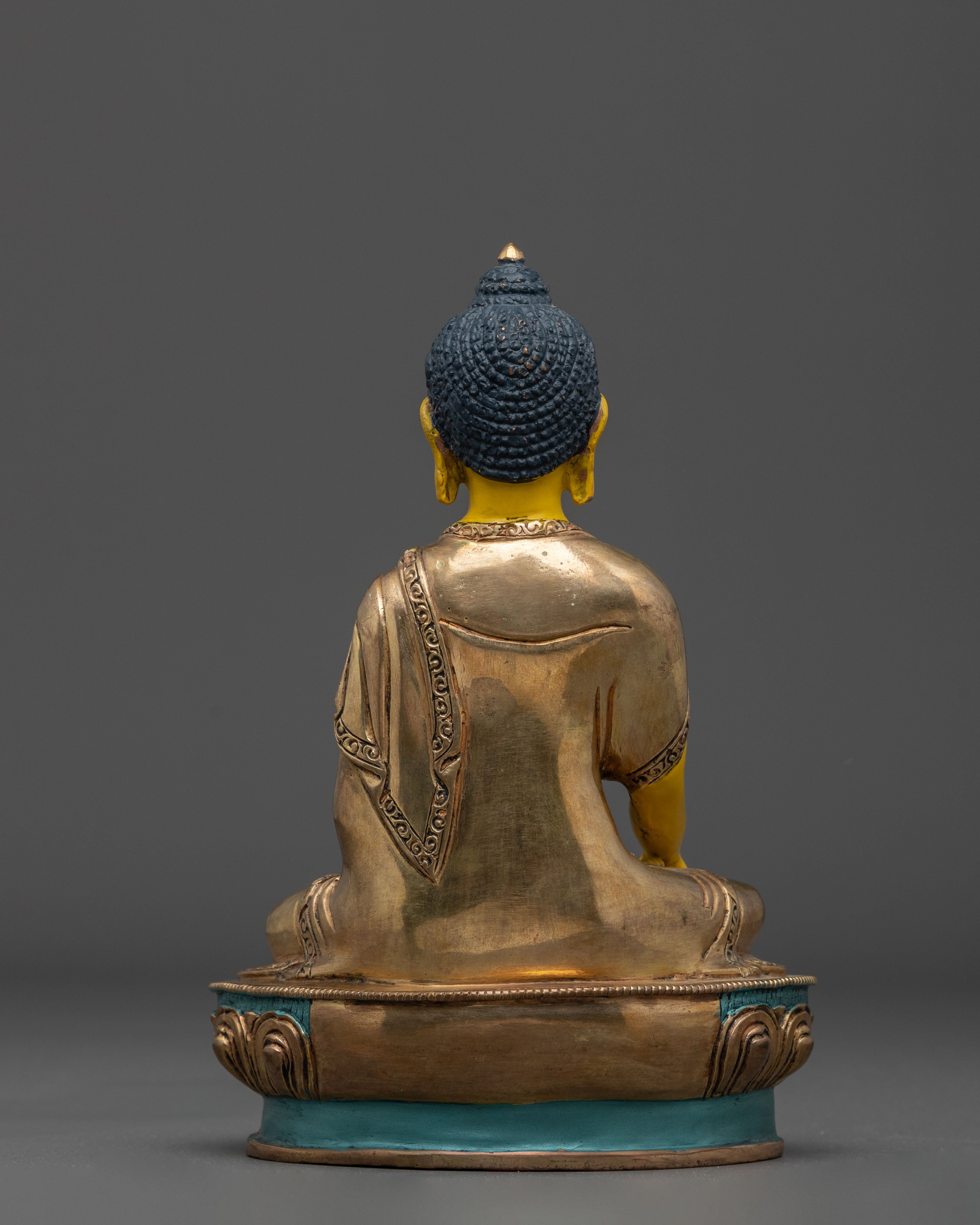 Historical Buddha Shakyamuni Meditation Sculpture in 24K Gold