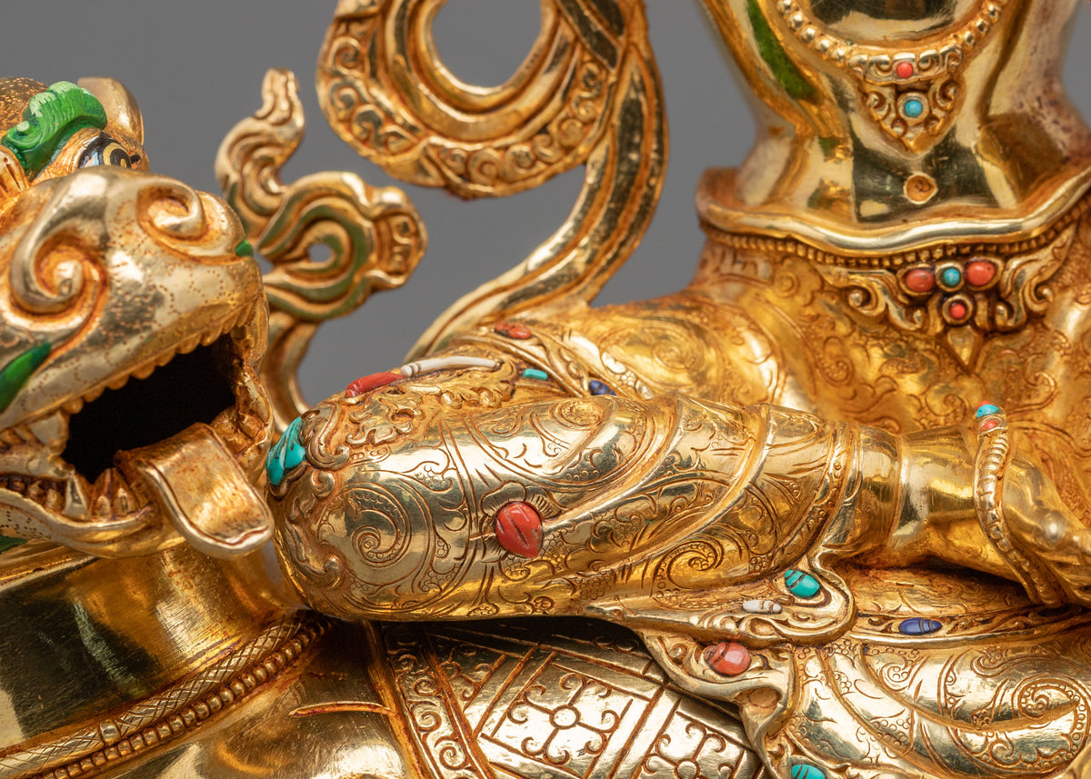 Simhanada Manjushri Sacred Buddhist Figurine | Home Decor