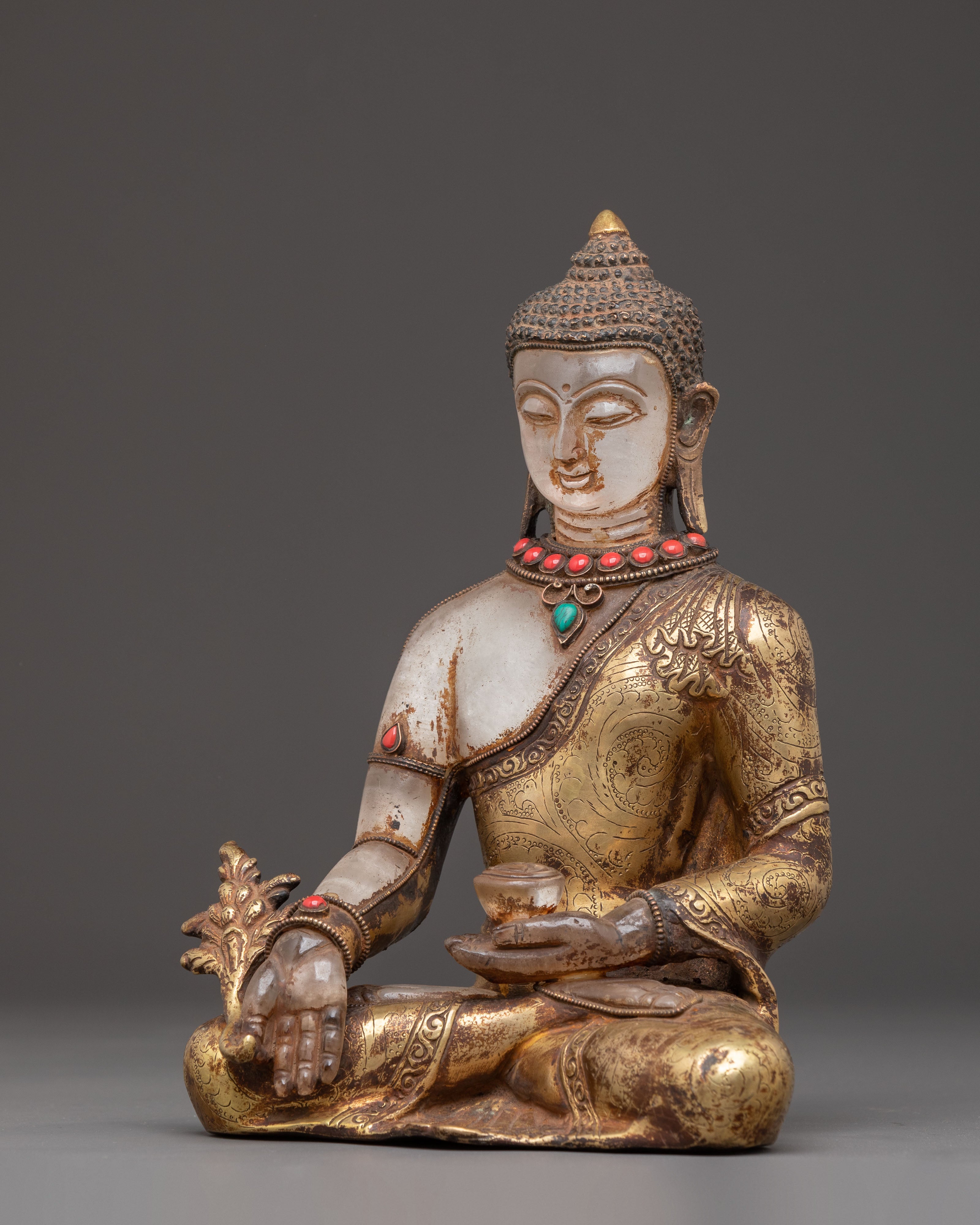 Golden Handmade Statue of Medicine Buddha | Buddha of Healing