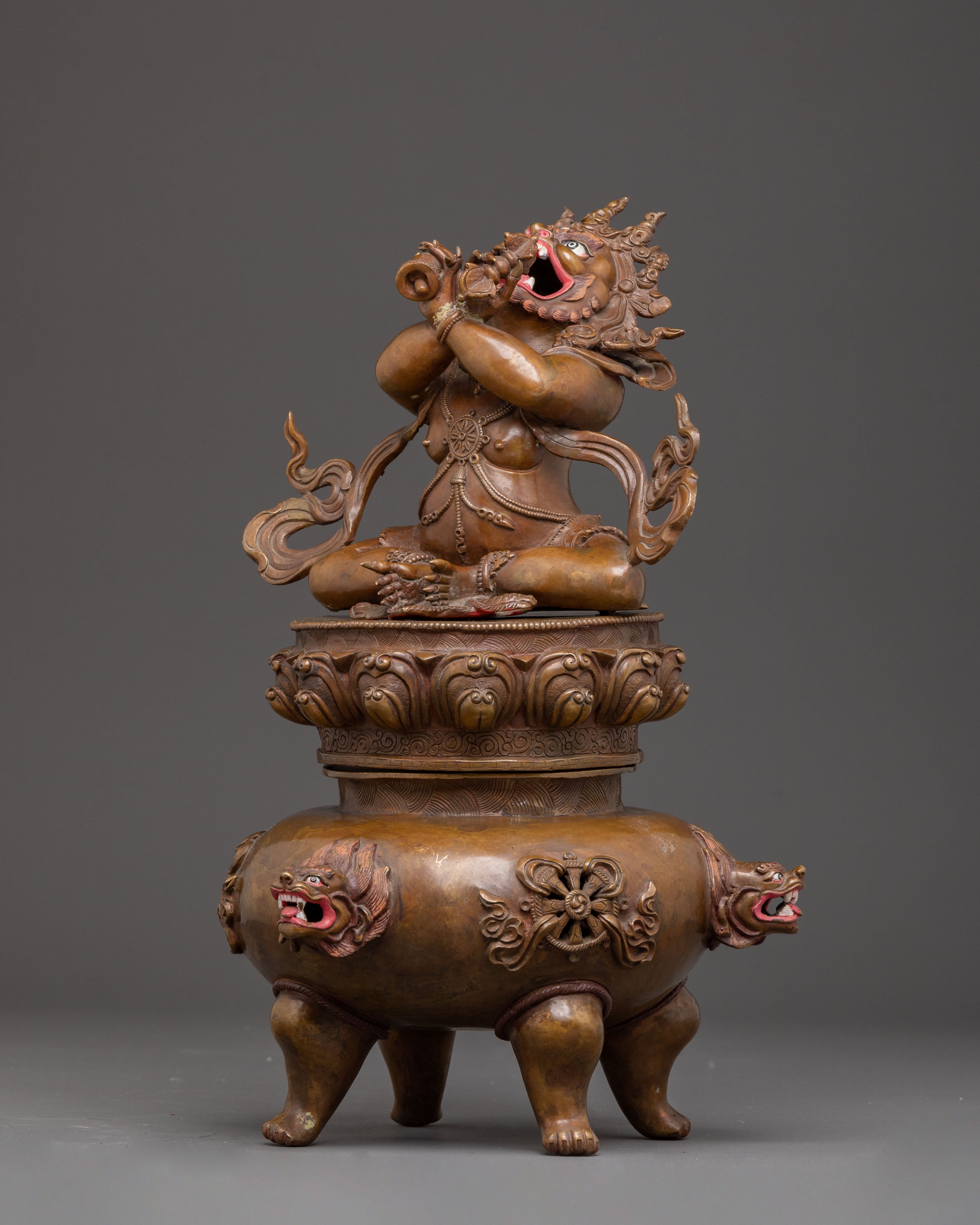 Handmade Vajradaka Oxidized Copper Statue – Antique Finish Masterpiece