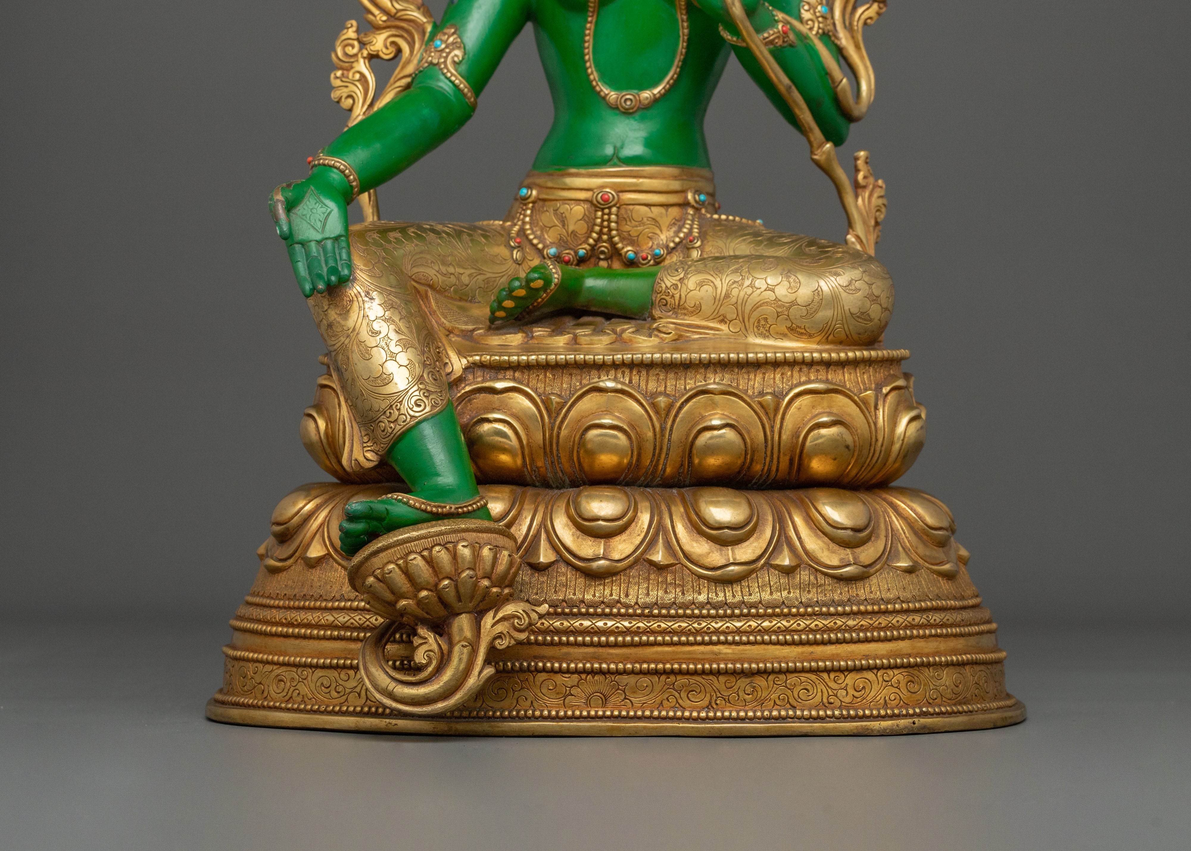 Tibetan Guardian Green Tara Statue | Buddhist Protector