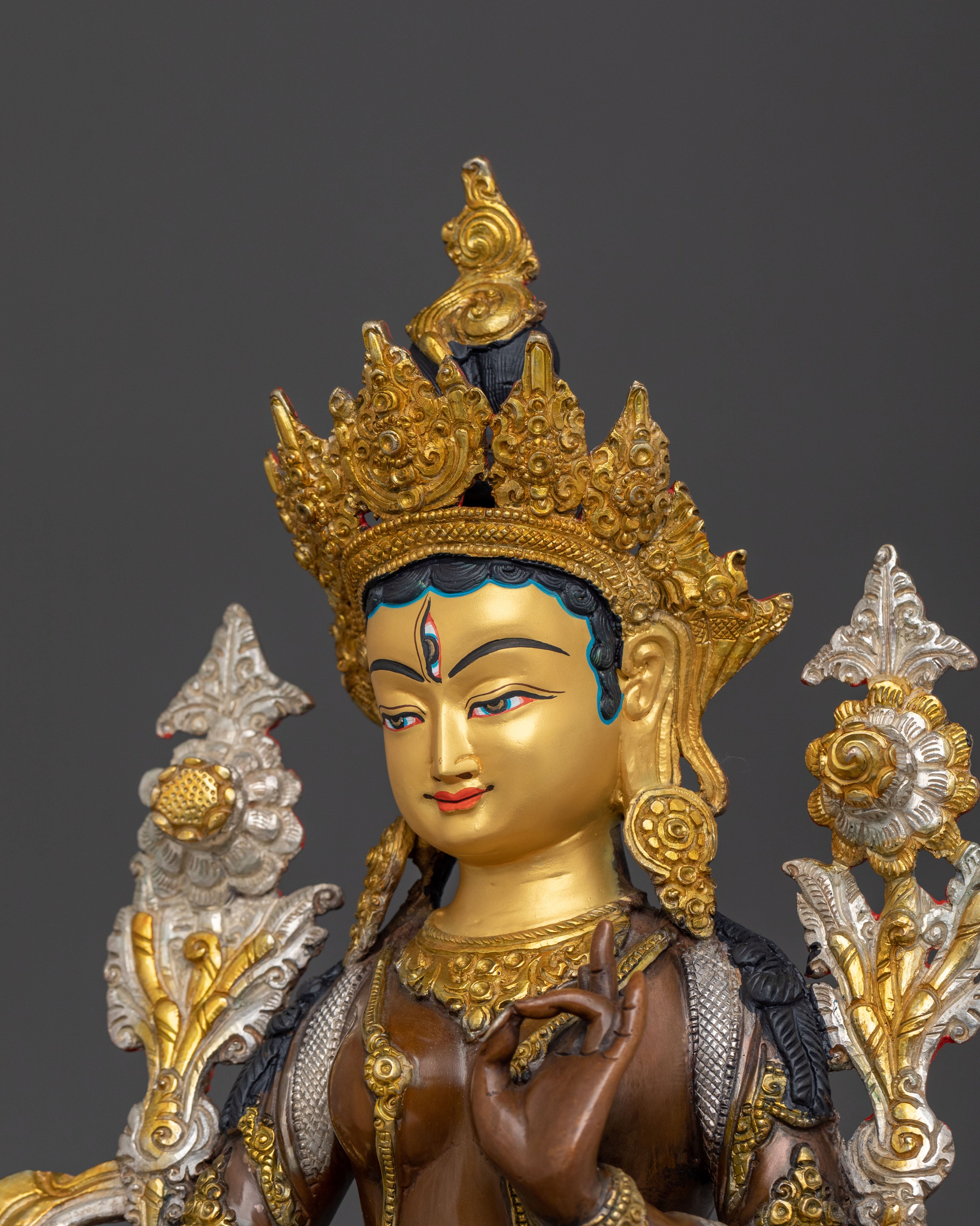 Exquisite Hand Carved White Tara Statue | Goddess of Long Life and Wisdom