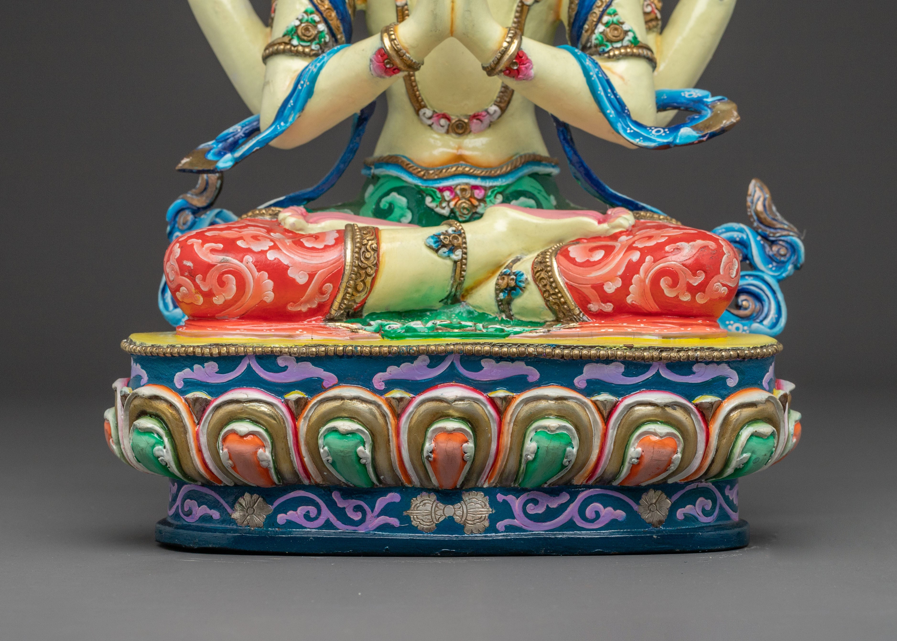 Chenrezig Guardian of Mercy Statue | Hand-Gilded Copper