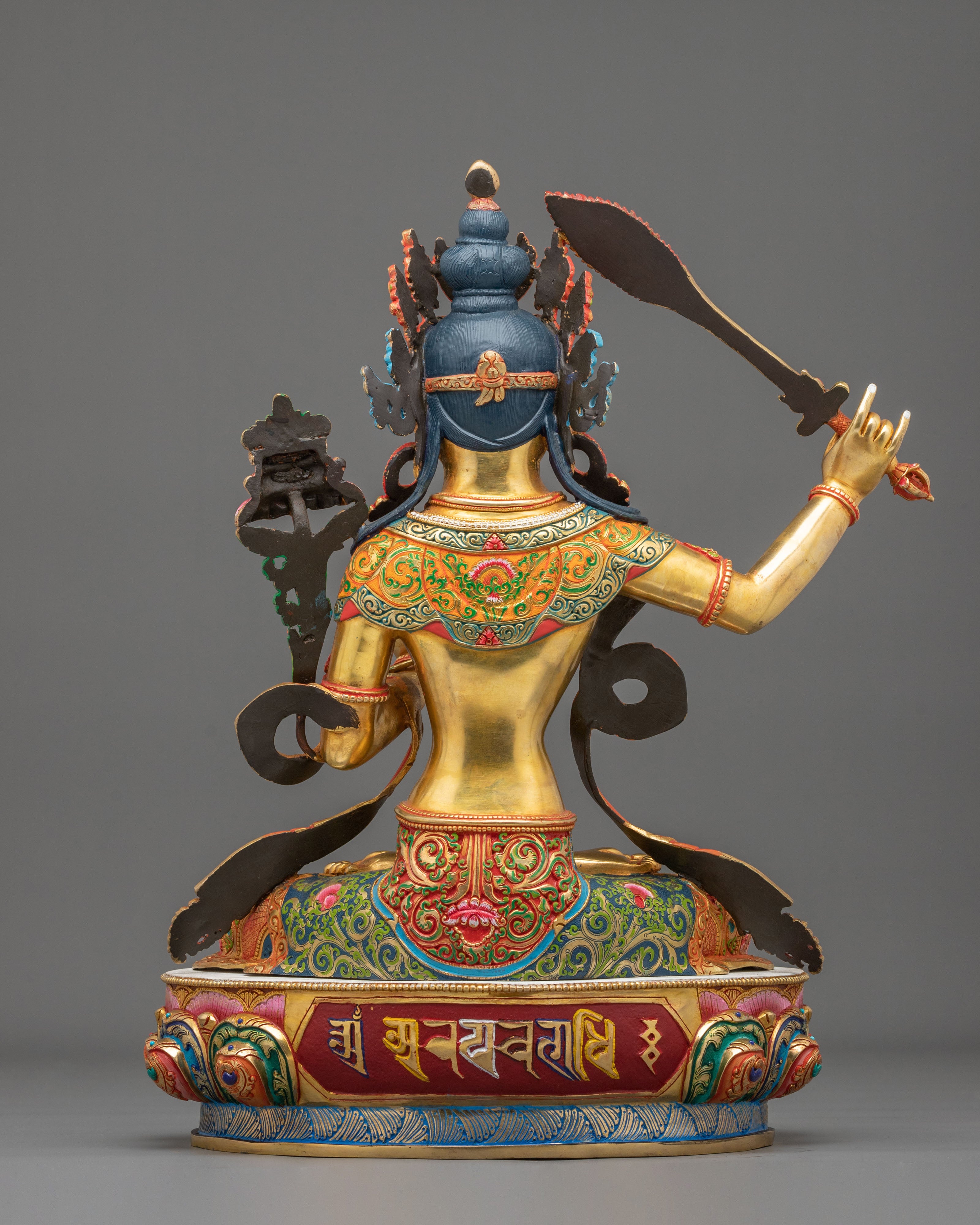 Manjushri 24K Gold Gilded Copper Statue: Wisdom Embodied