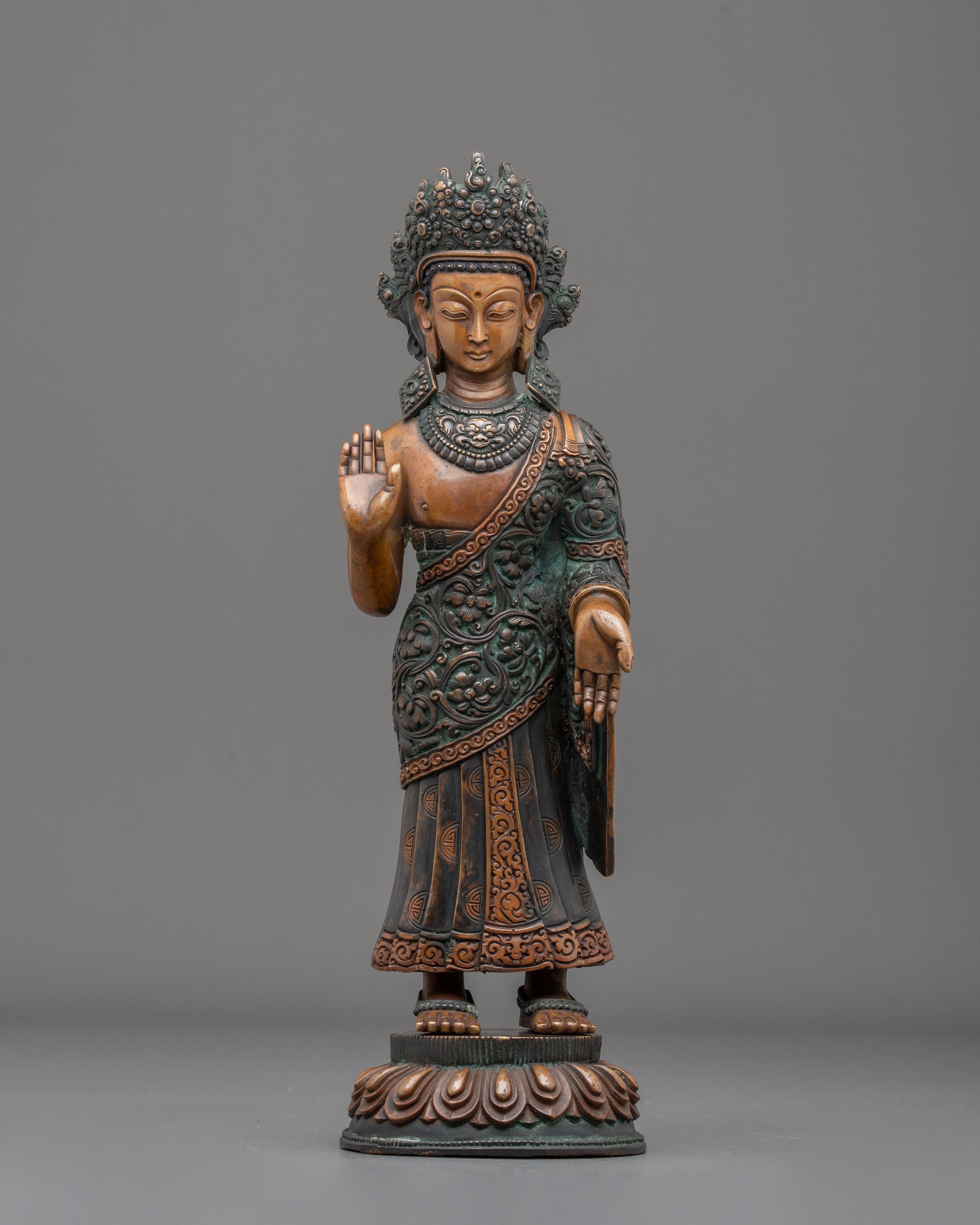 Dipankara Buddha Oxidized Copper Figurine: Symbol of Enlightenment