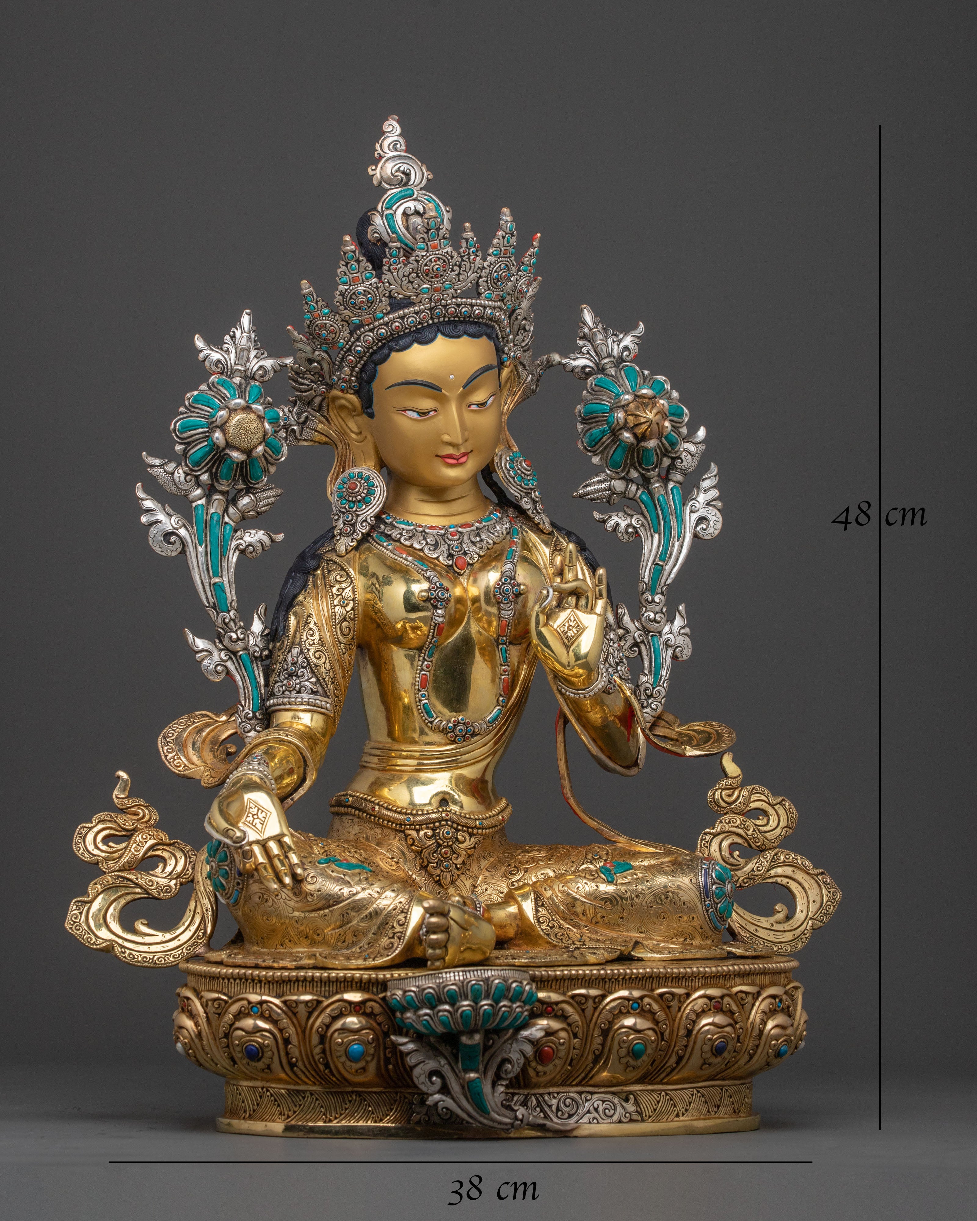 A Radiant Hand Carved Goddess Green Tara Statue