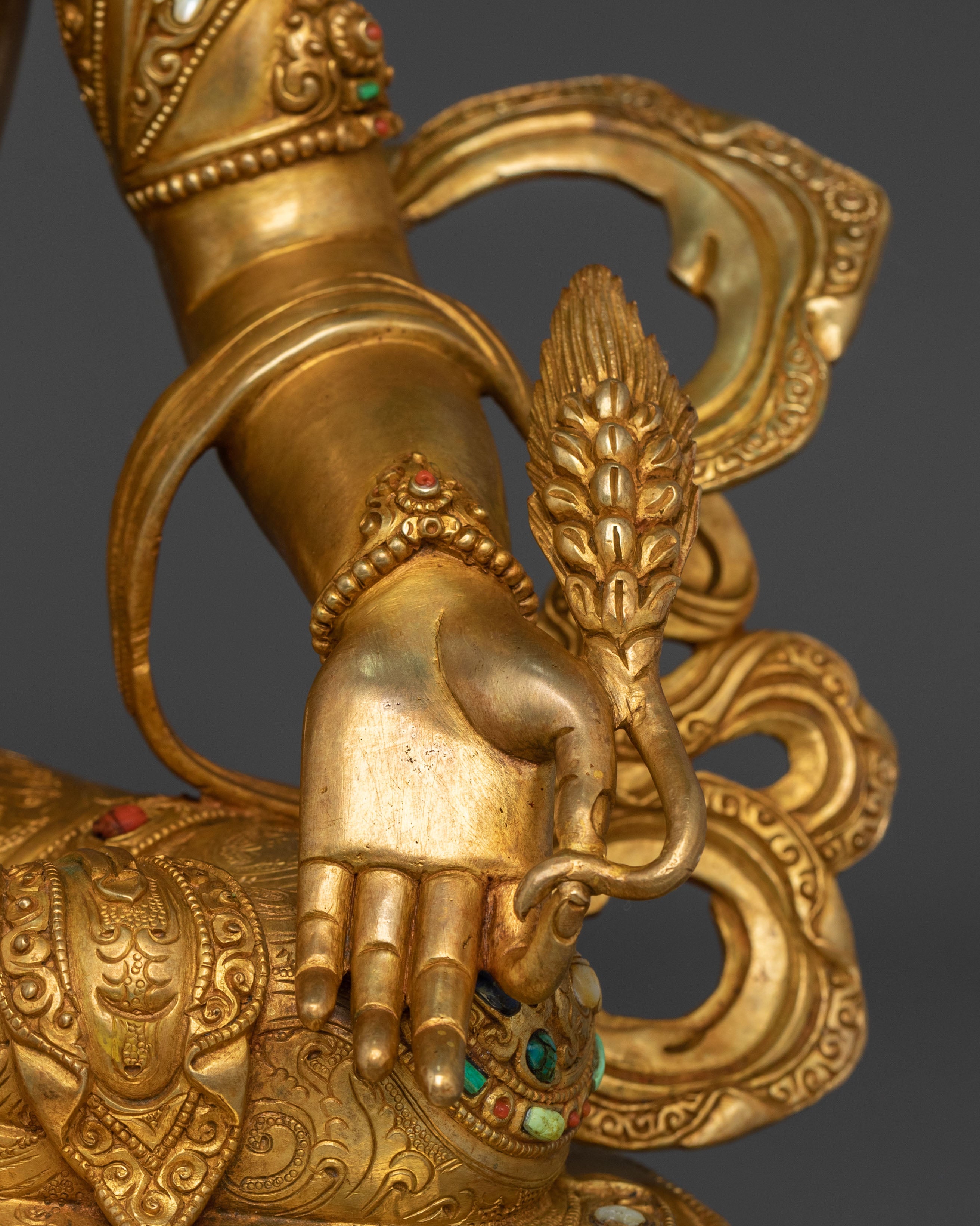 Kshitigarbha Gold Gilded Statue | Traditional Vajrayana Statue