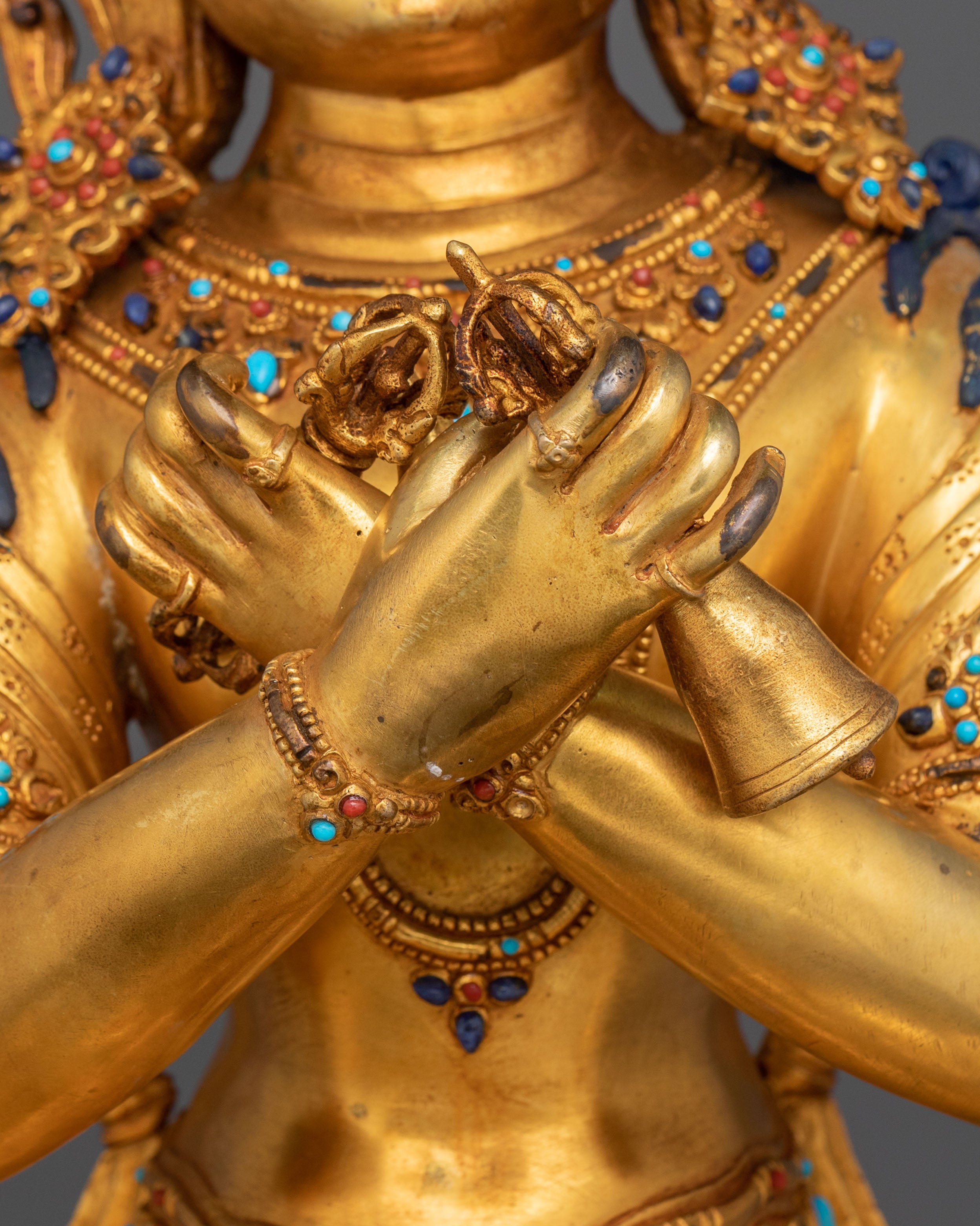 24k Gold Gilded Vajradhara Statue |  Primordial Buddha of Vajrayana Buddhism