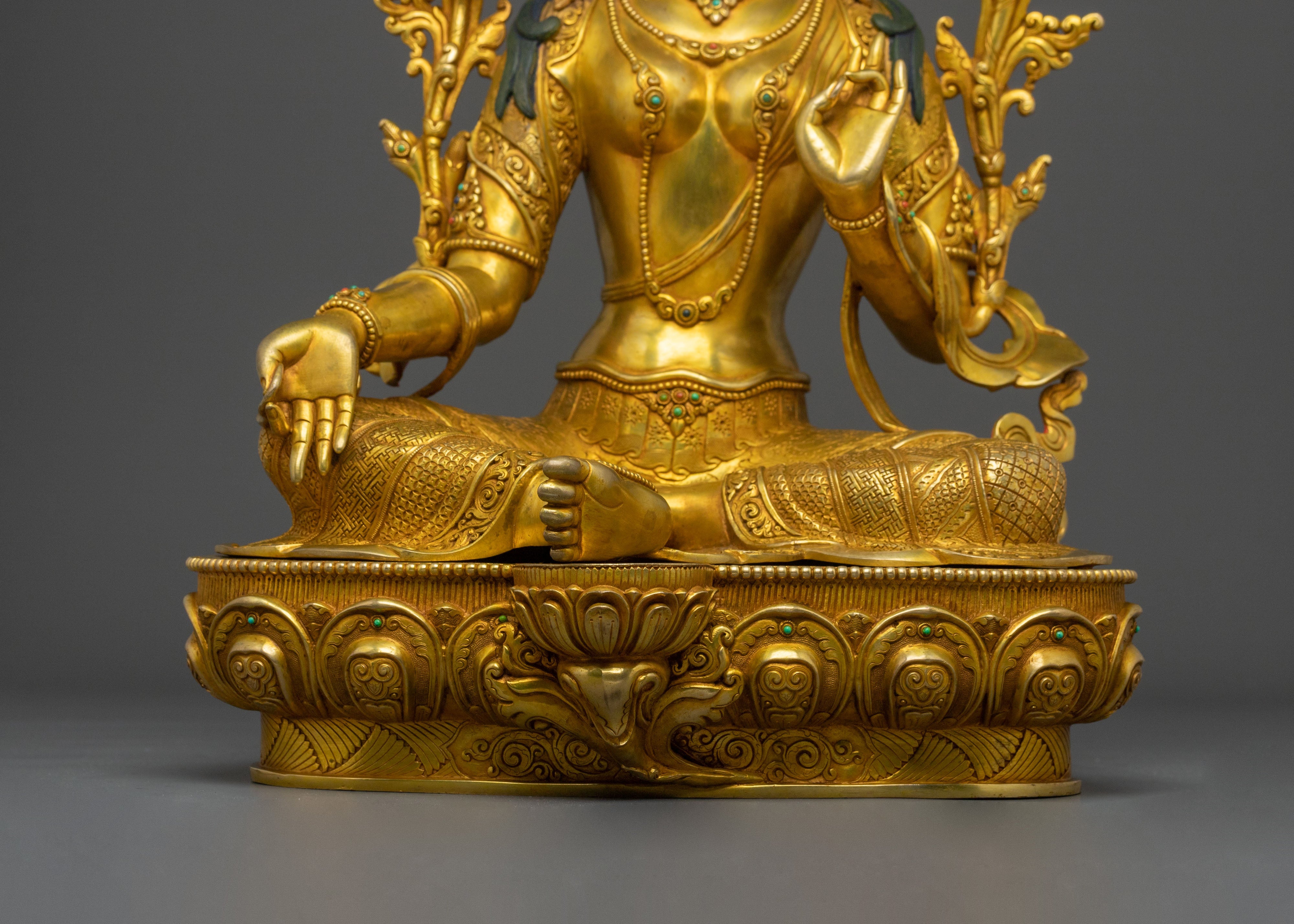 Guardian Green Tara Himalayan Statue | Sacred Meditation Altar Decor