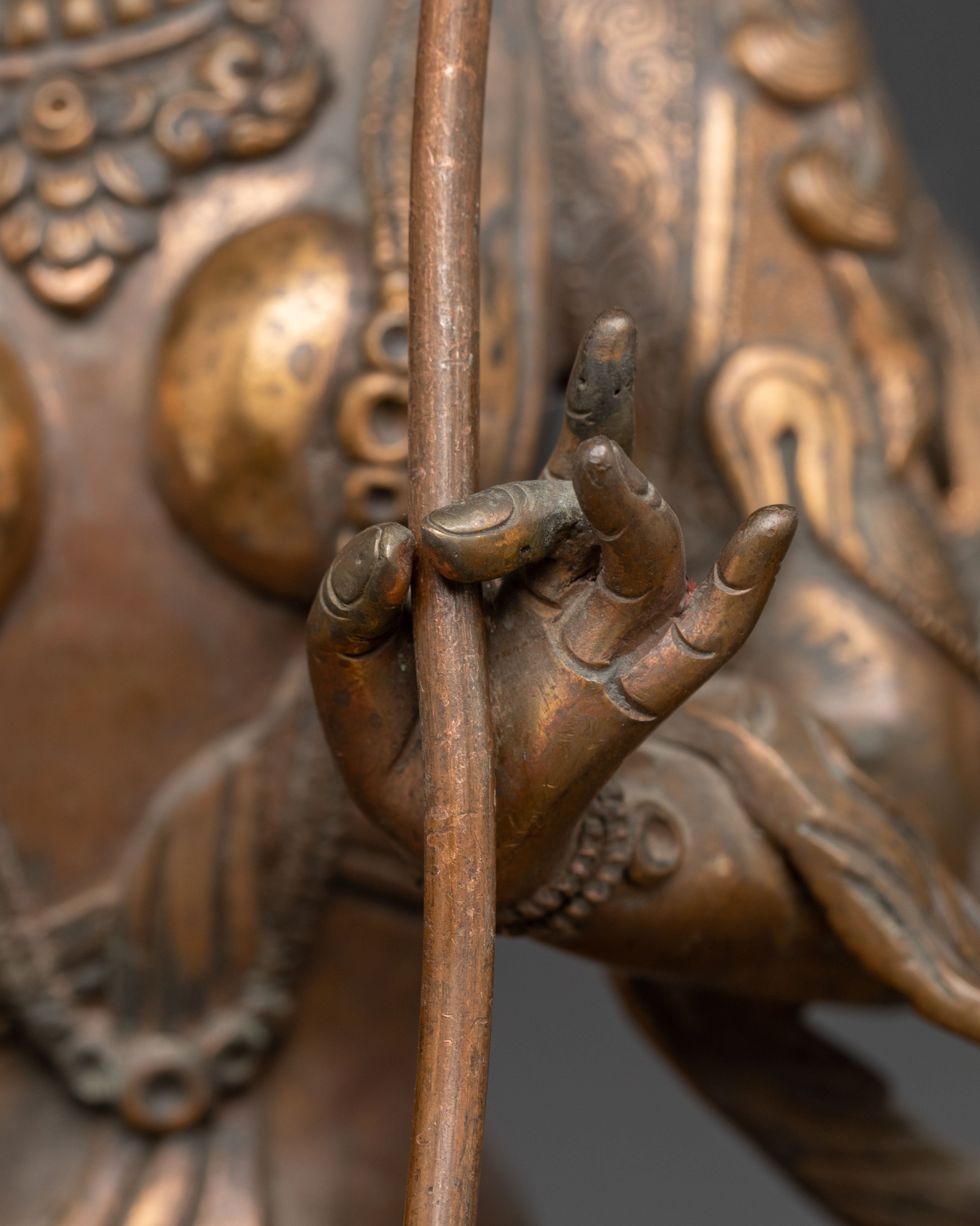 Tibetan Dhoja Devi Deity Statue - Antique Finish Copper