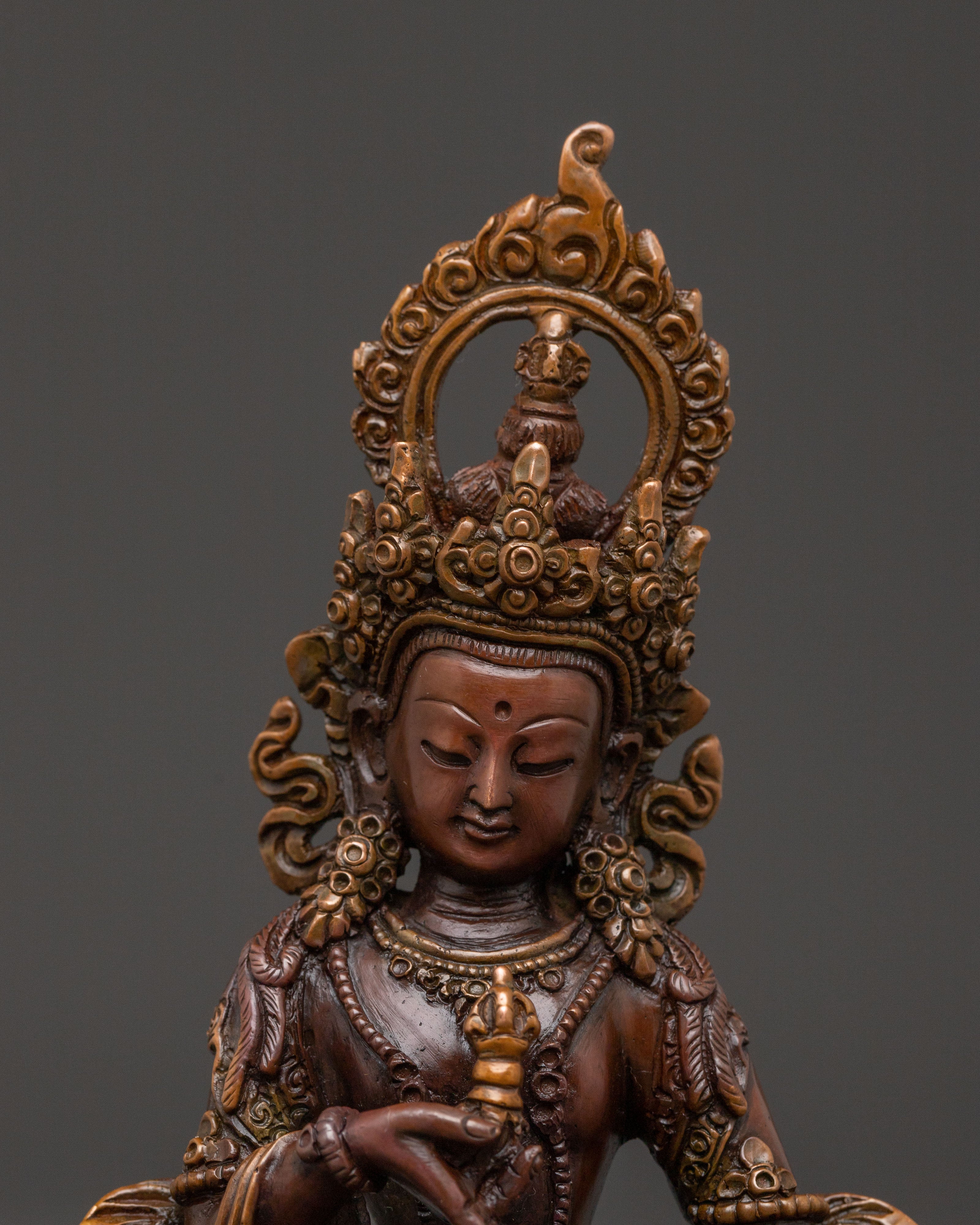 Green Tara Healing Protection Statue - Oxidized Copper Sculpture