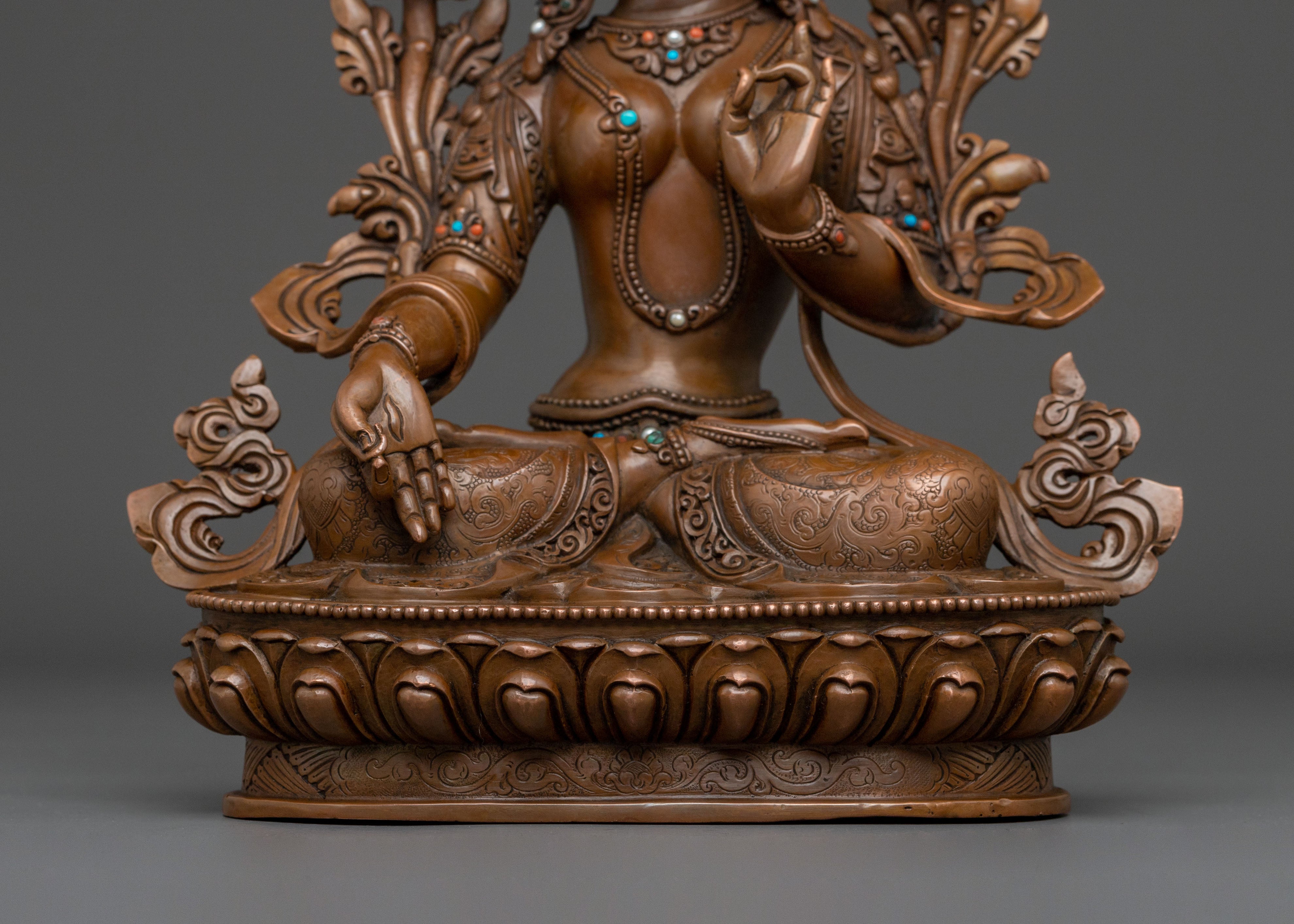 Sita Tara "White Tara" Statue | Oxidized Copper Goddess Figurine
