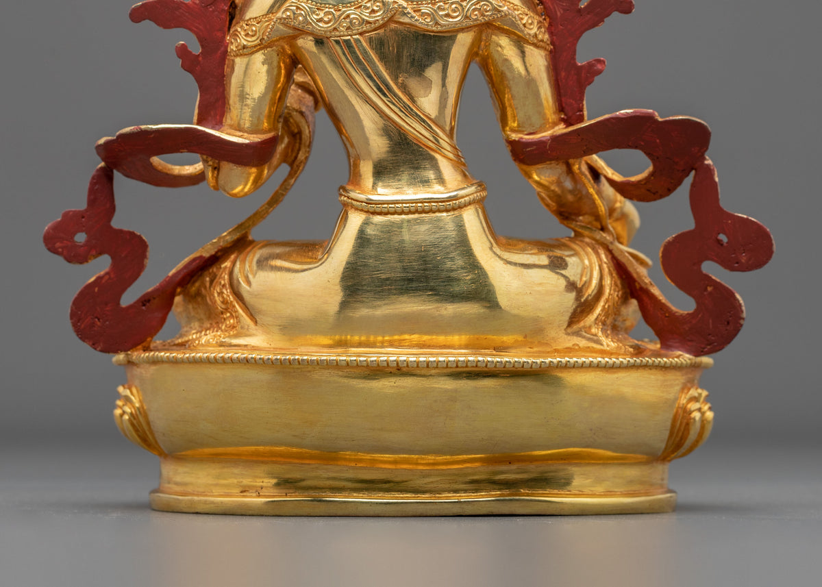 Buddhist Green Tara Meditation Statue in 24K Gold Gilded Copper