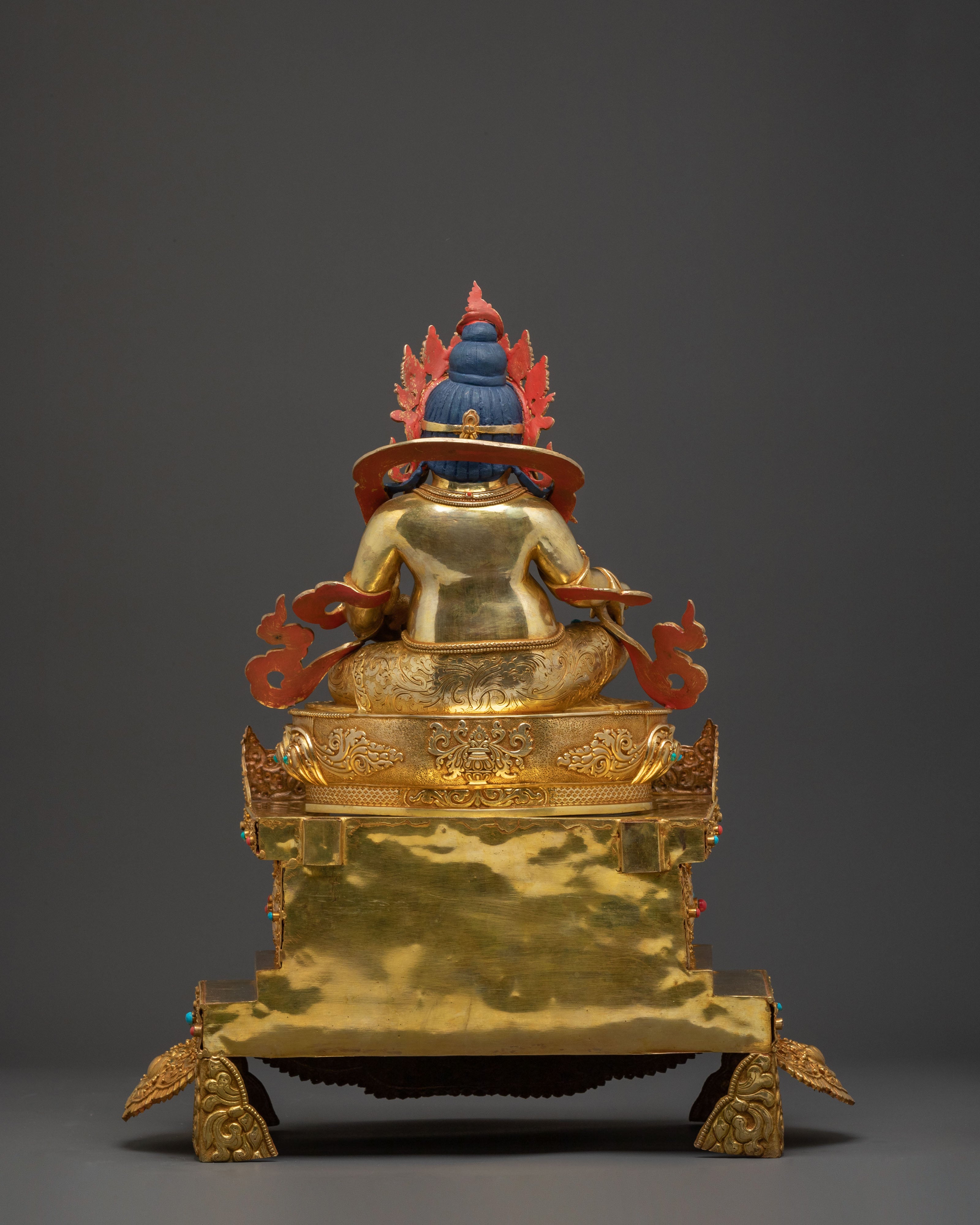 Handcrafted Dzambala Statue on Throne | Buddhist God of Wealth