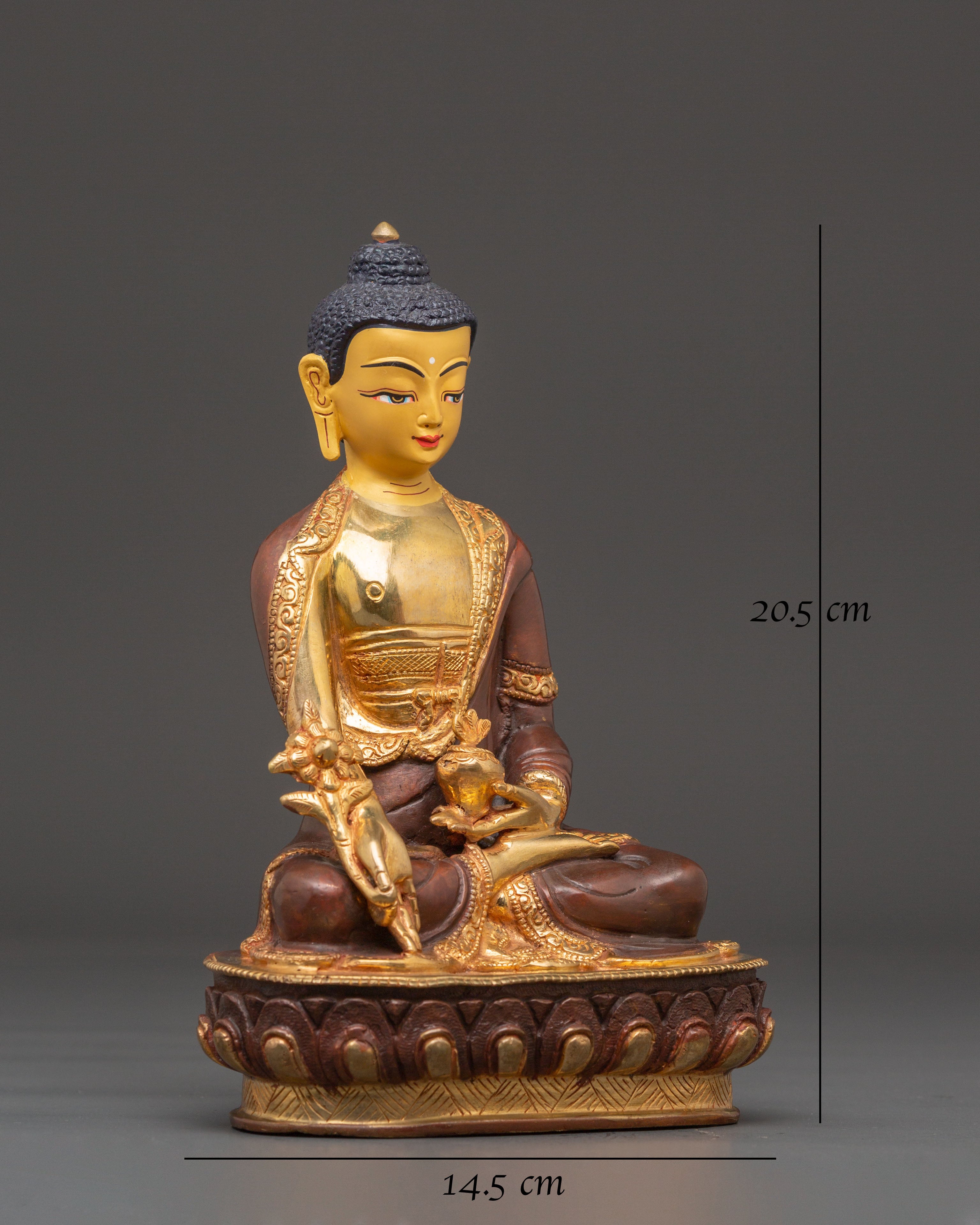 24K Gold Glided Statue Of Healing Buddha | Peaceful Statue