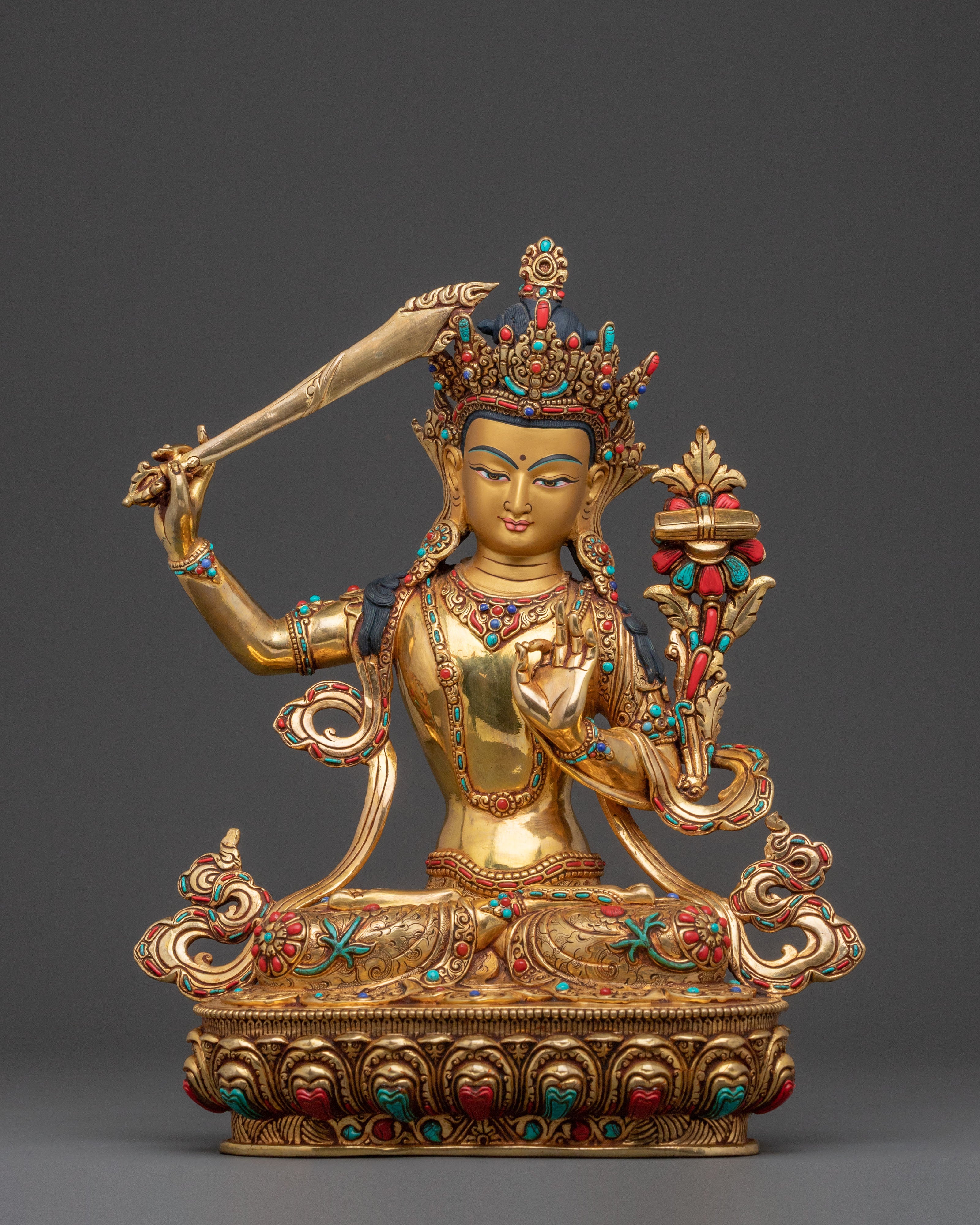 Manjushri Wisdom Buddha Statue | Sacred Bodhisattva Meditation Sculpture