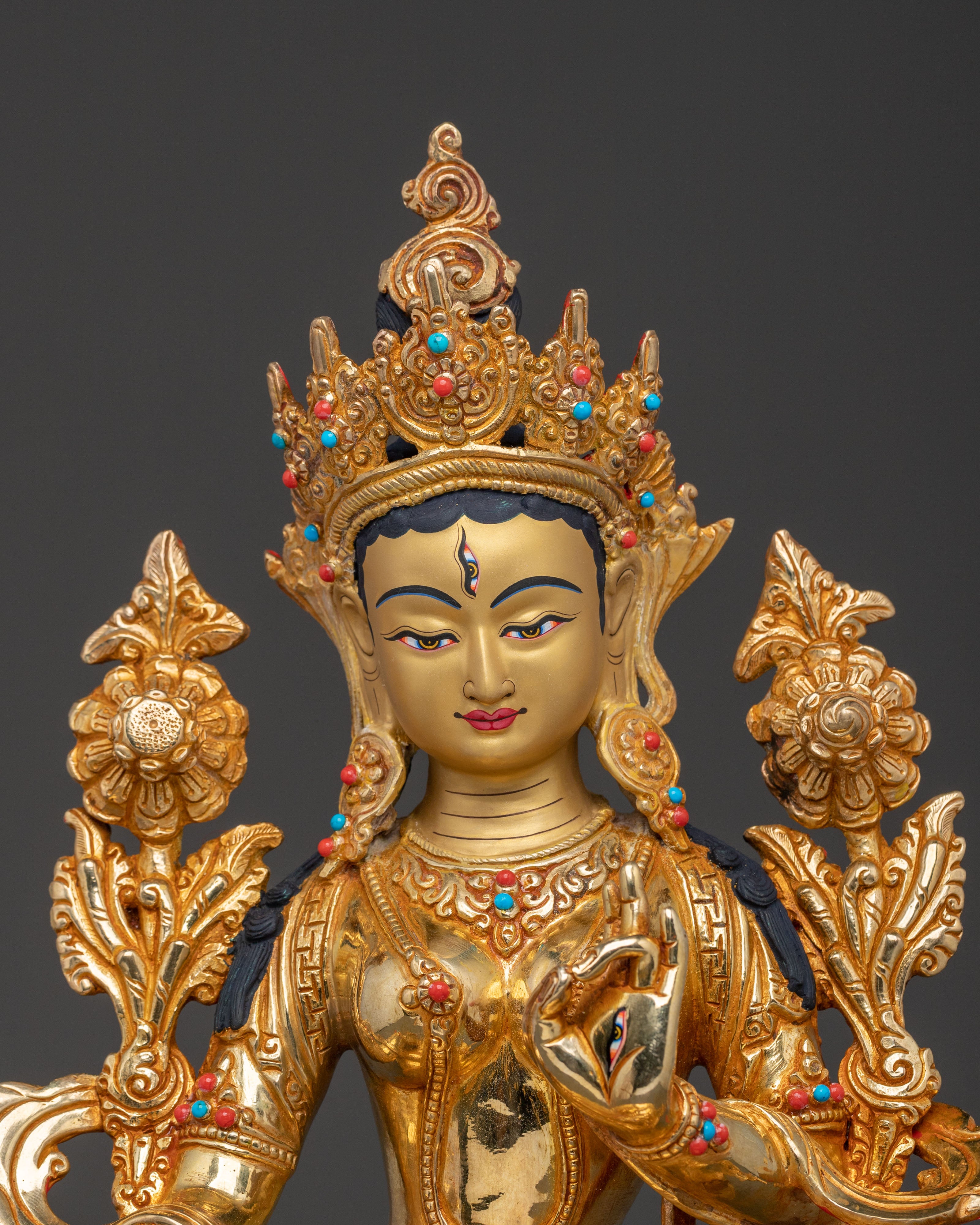 White Tara Statue: One with Seven Eyes