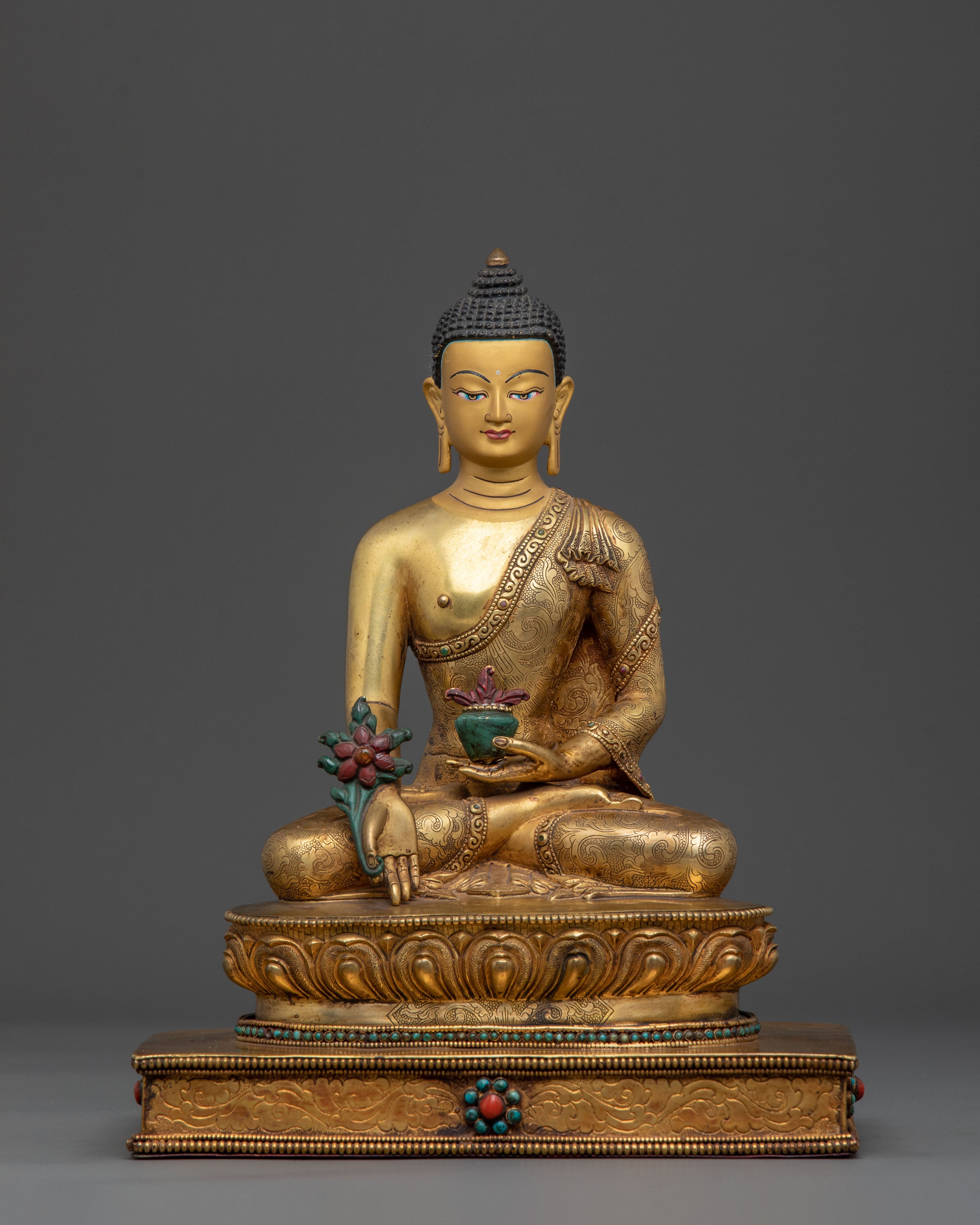Sacred Three Buddha Handcrafted Statue Set in Premium 24K Gold