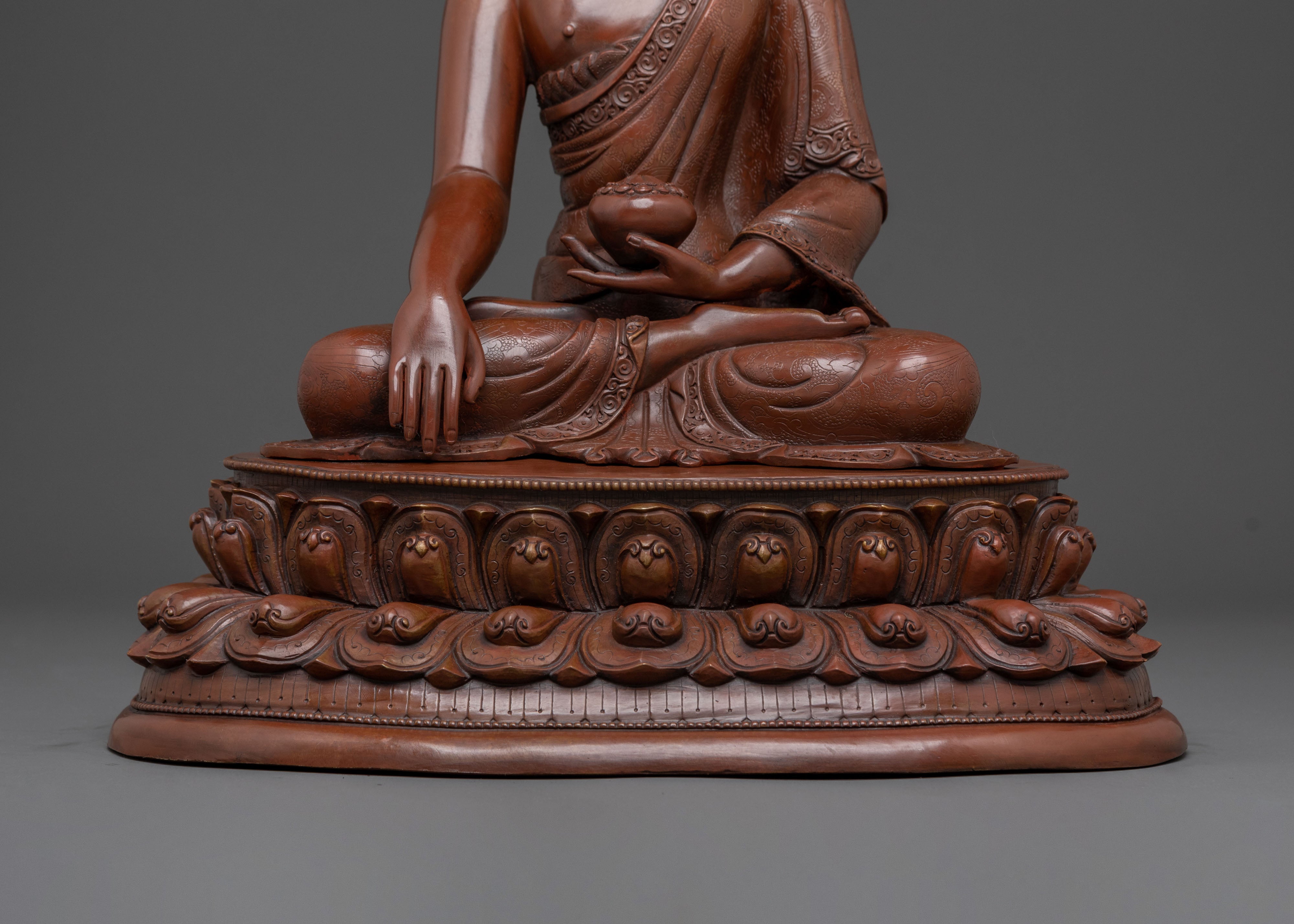 Shakyamuni Buddha Oxidized Copper Statue | Altar Decor
