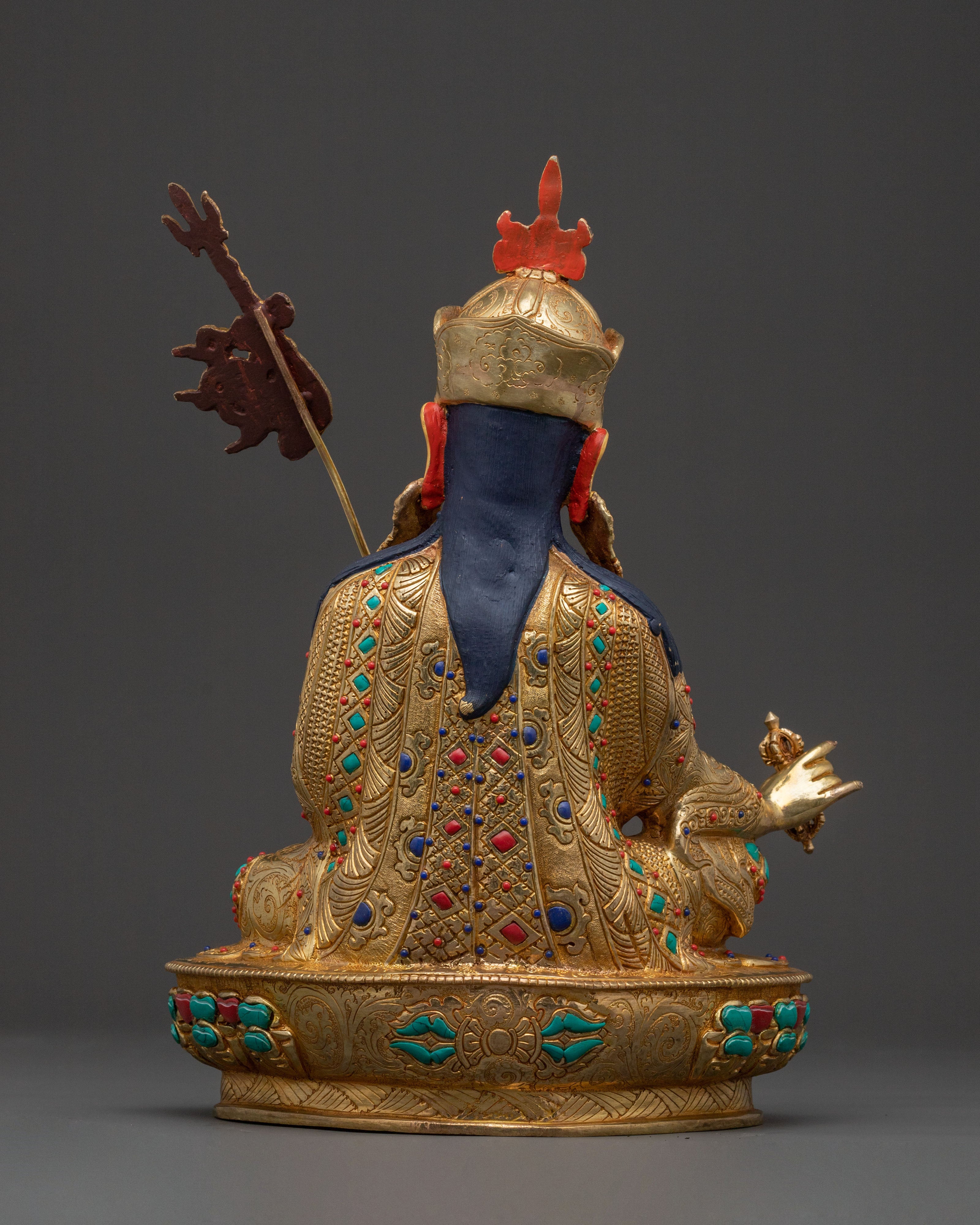 24K Gold Gilded Guru Rinpoche Blessing Statue – Authentic Nepalese Artistry