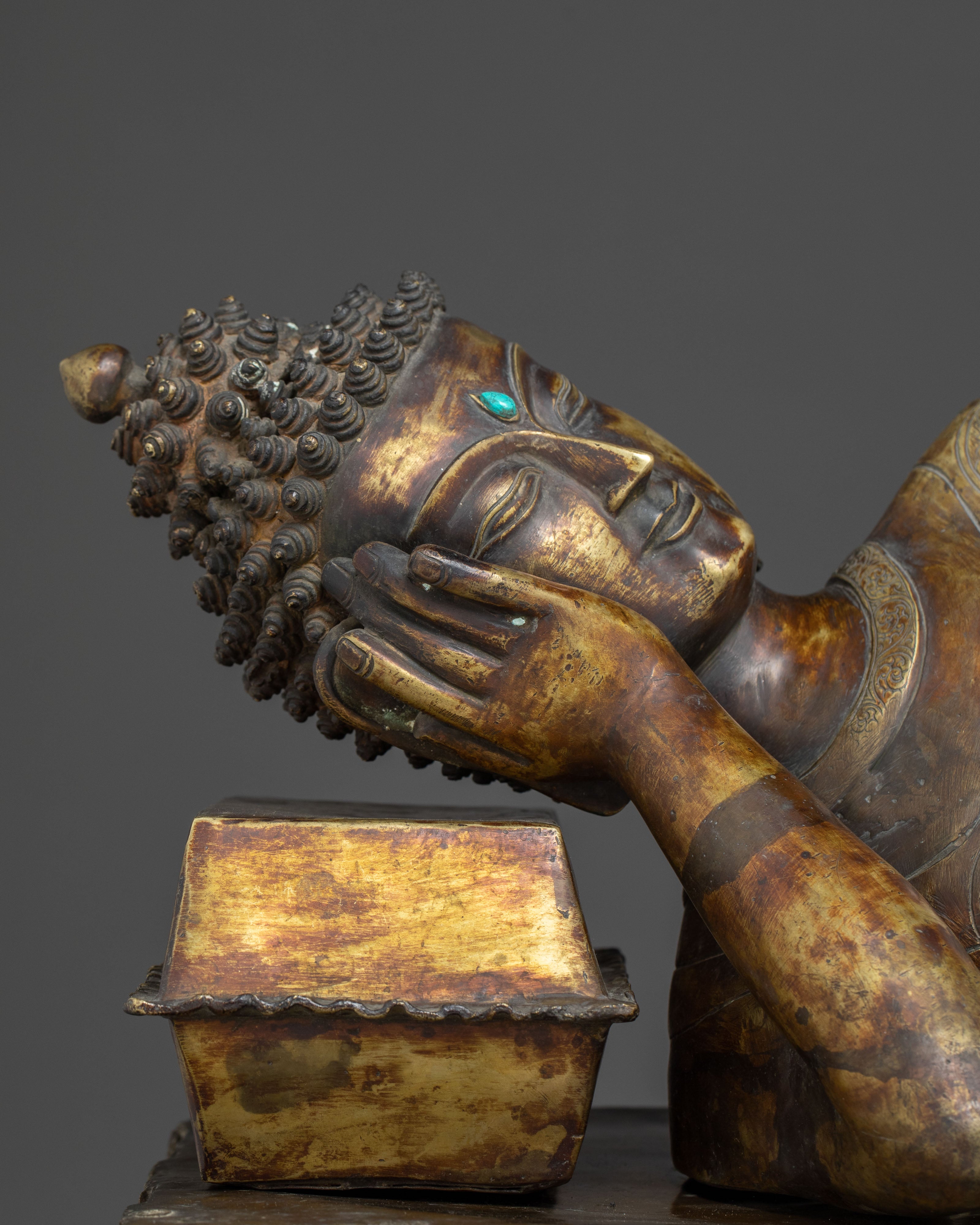 Buddha Entering Nirvana | Oxidized Copper sculpture
