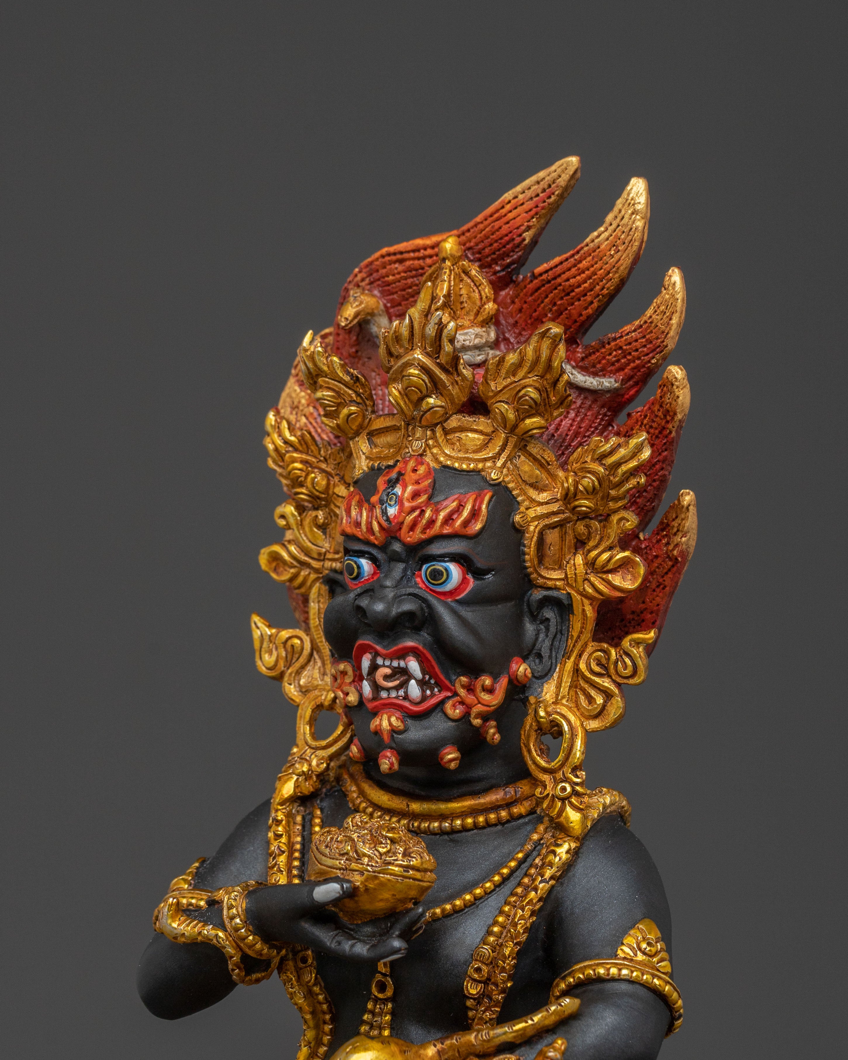 Black Dzambhala Sculpture | Spiritual Home Decor
