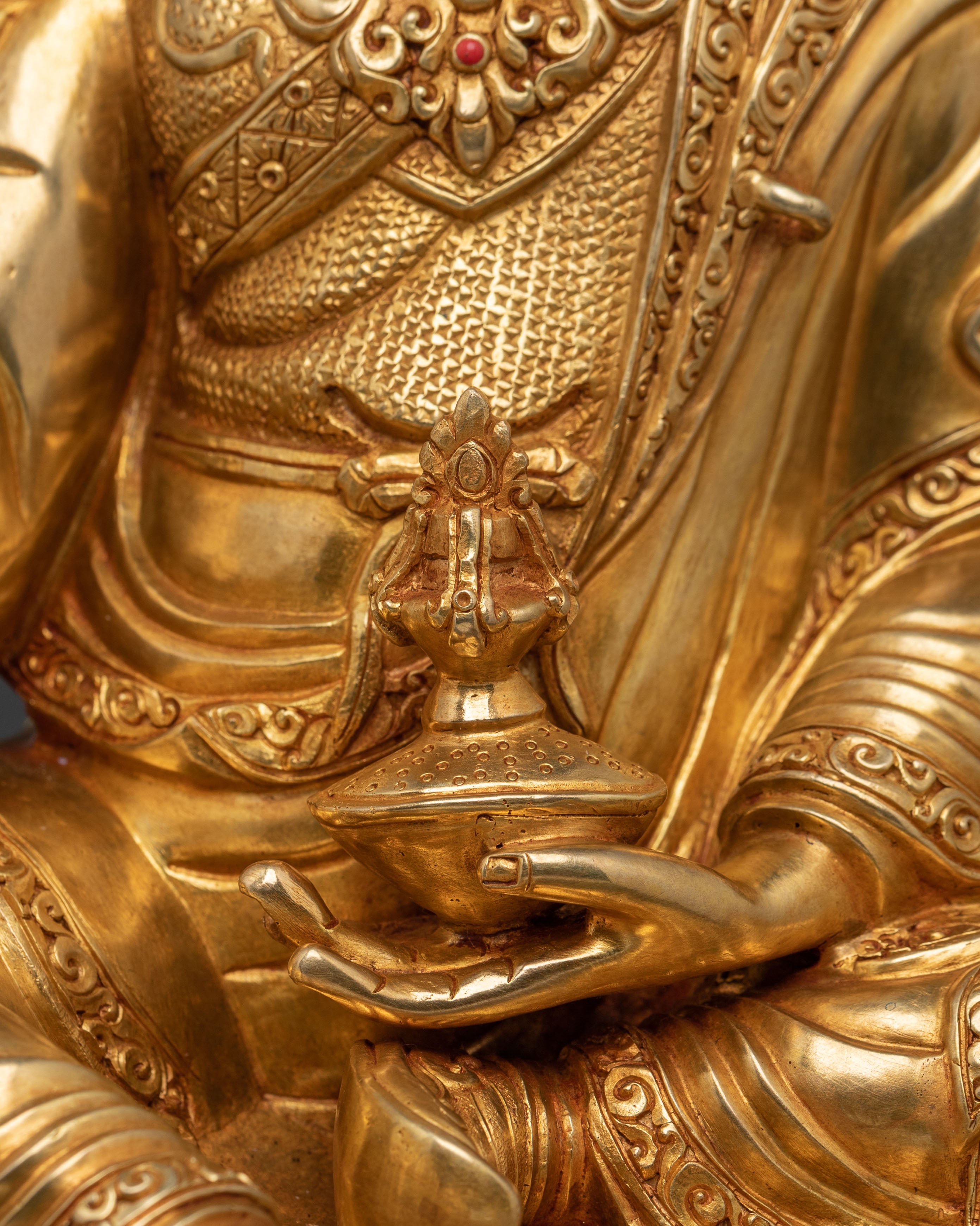 Guru Rinpoche Buddhist Teacher Statue | Tibetan Altar Decor