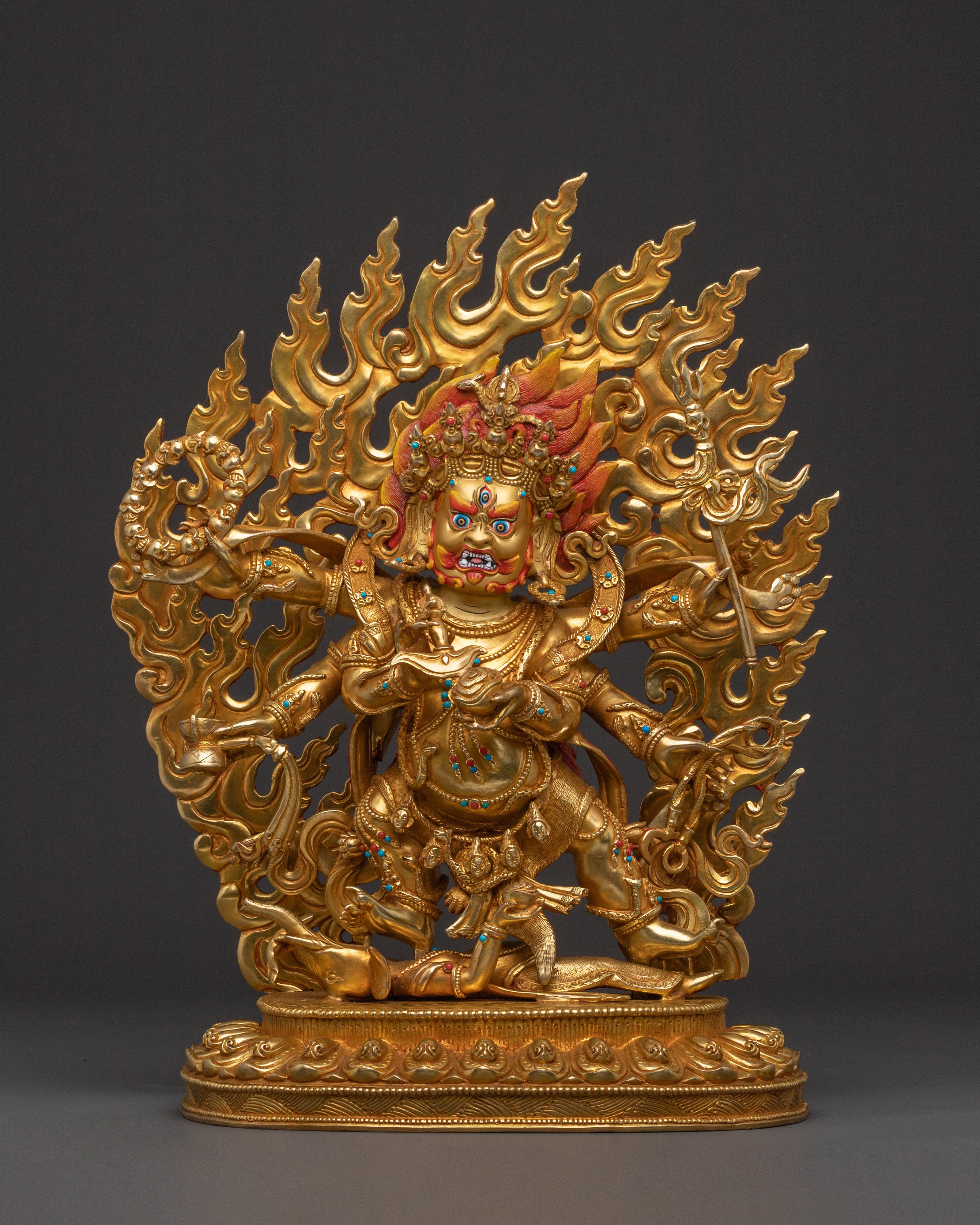 Six Armed Mahakala Traditional Statue | Sacred Icon