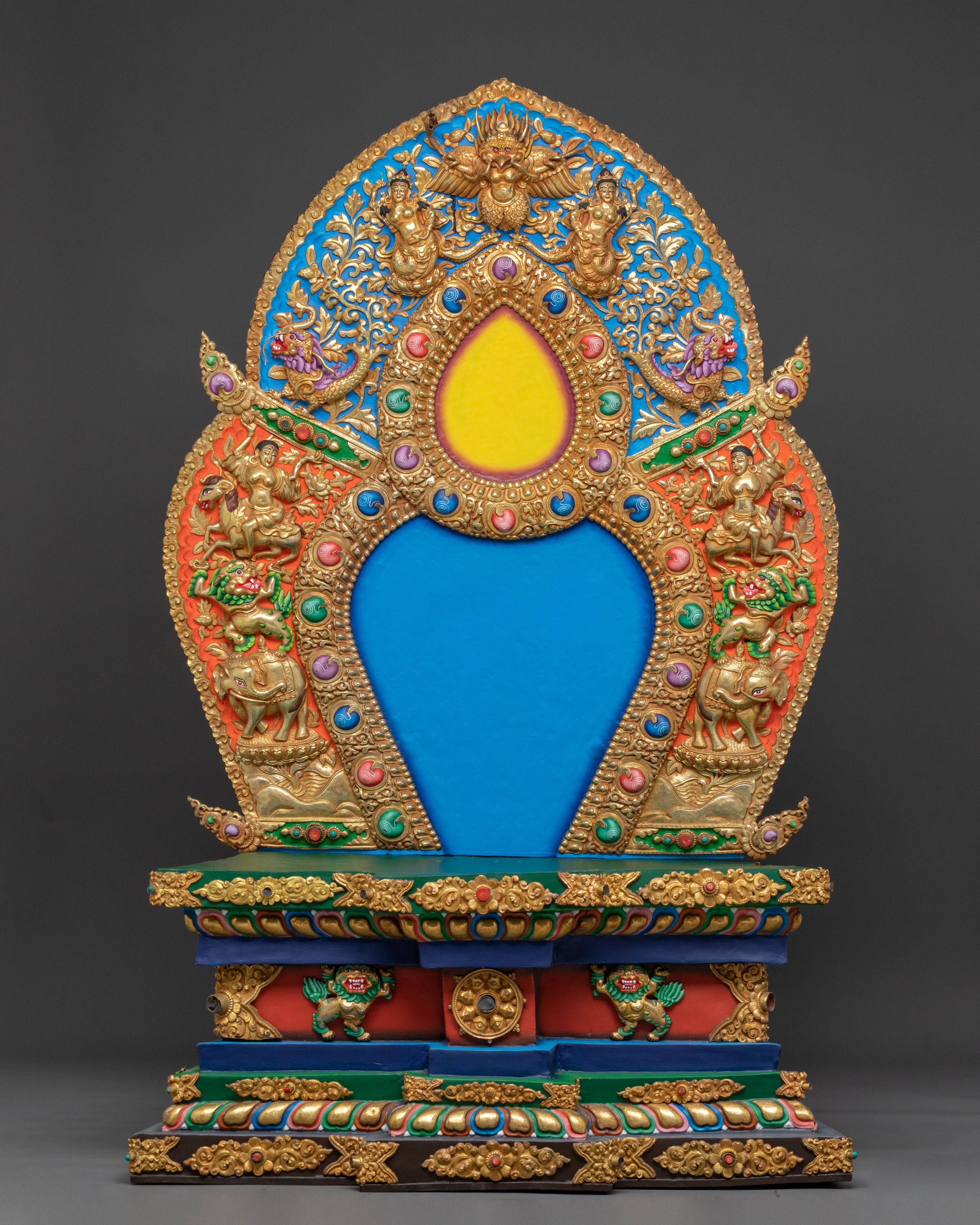 Shakyamuni Buddha Sacred Statue on Throne | Home Decor