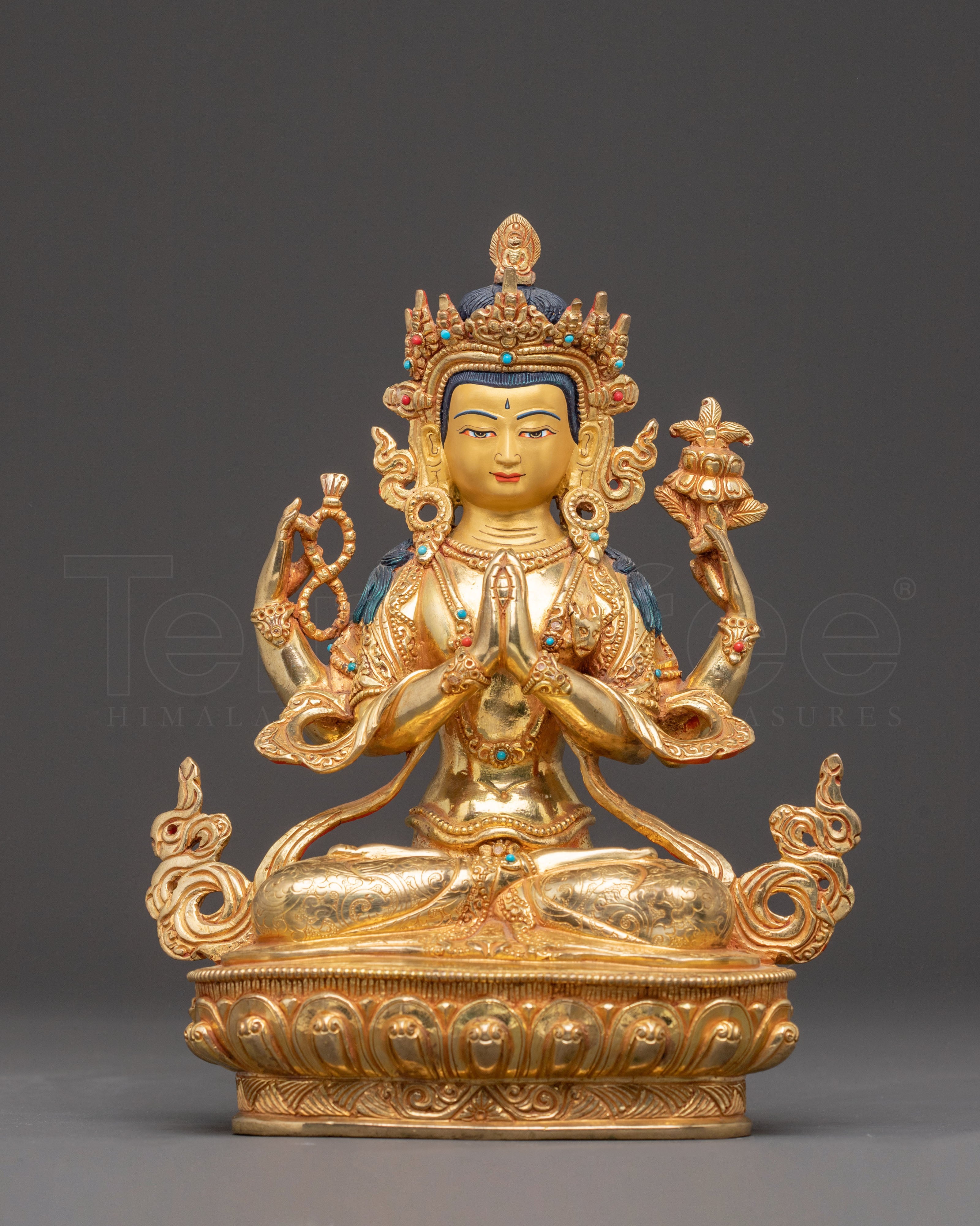 Golden Chenrezig Statue 