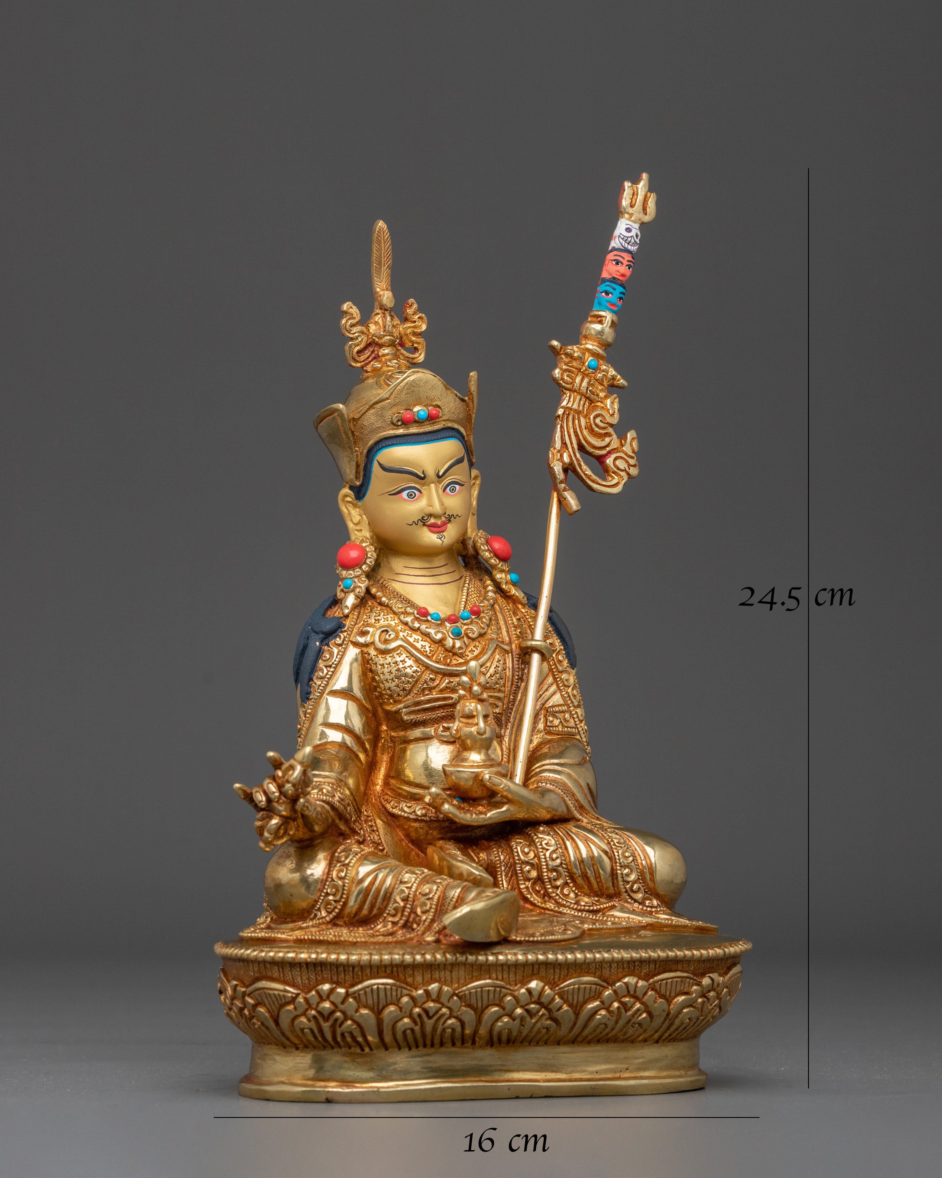 Guru Rinpoche Statue | 24K Gold Gilded Figurine