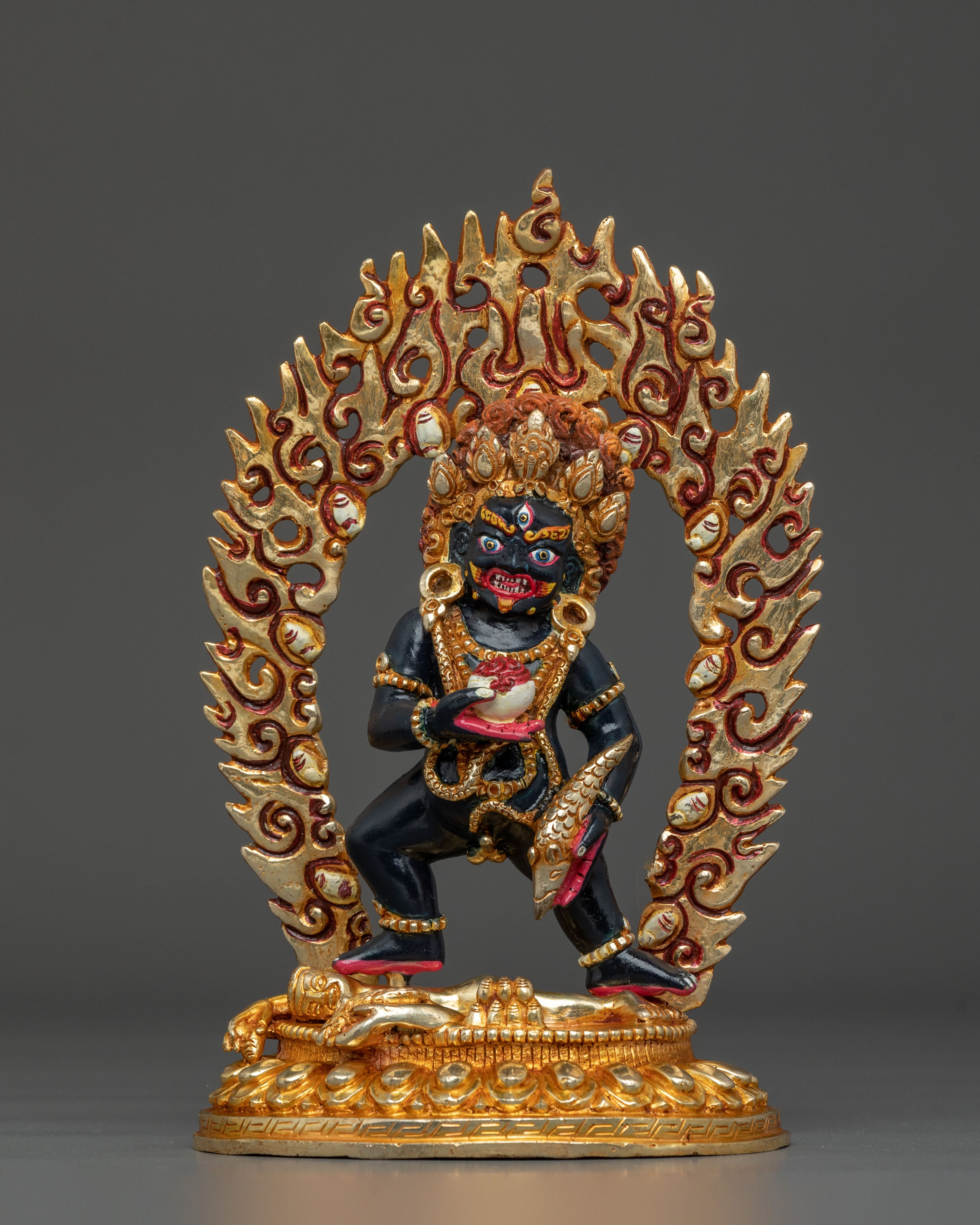 Black Dzambhala Protector Statue | Traditional Buddhist Deity Figure