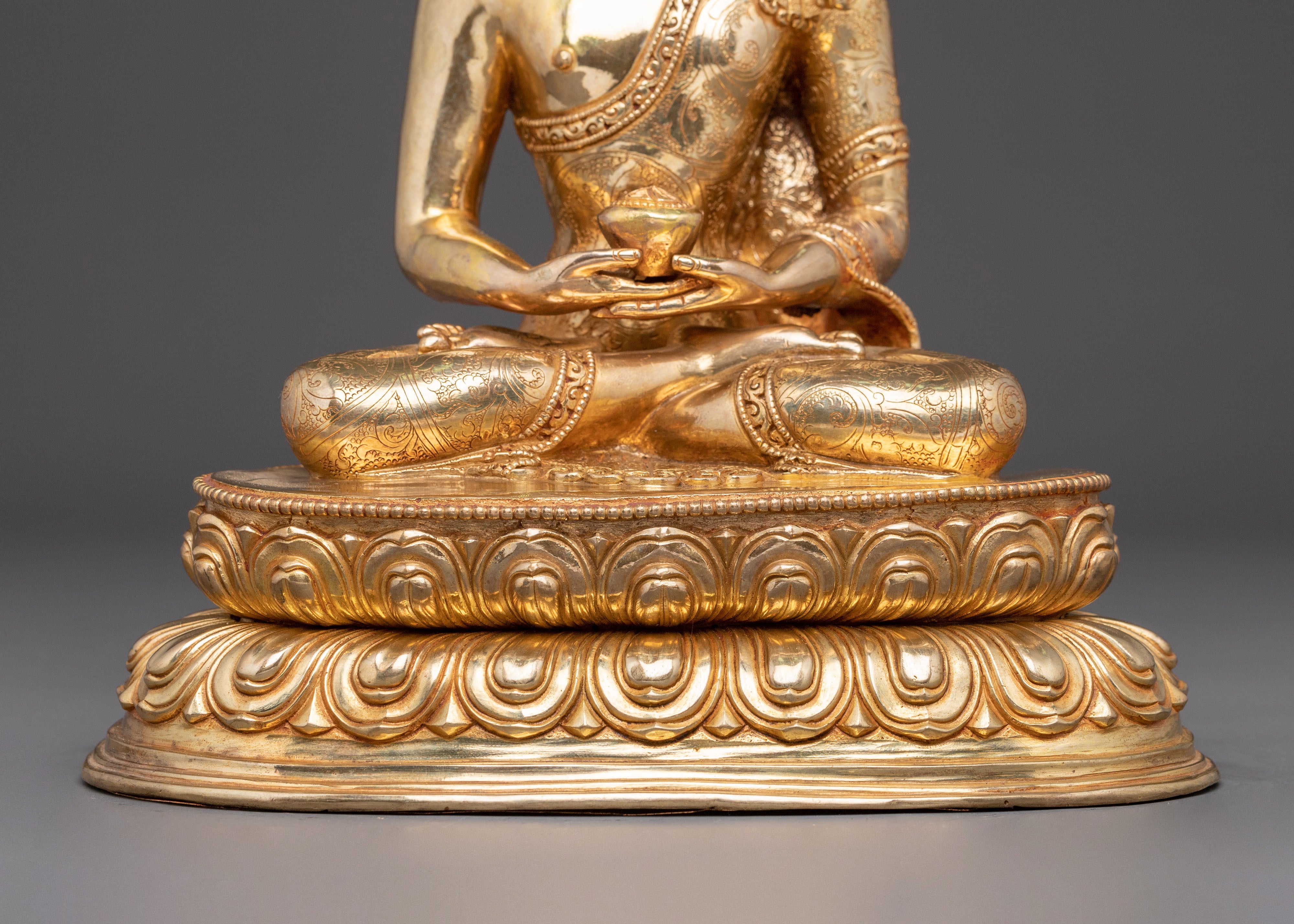 Divine Amitabha Buddha Handmade Statue | 24K Gold Gilded Art