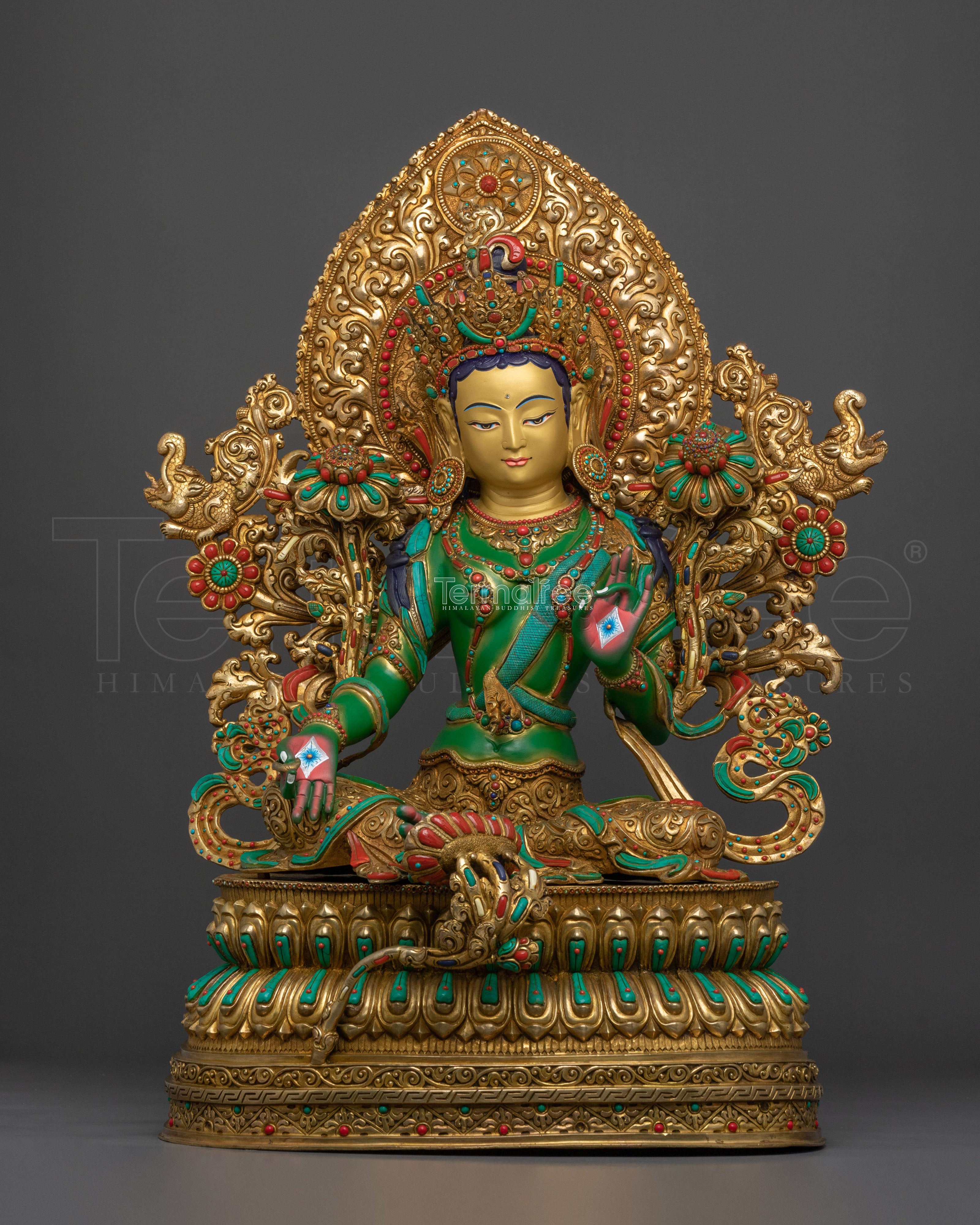 Himalayan Shyama Tara Sacred Statue Gilded in 24K Gold