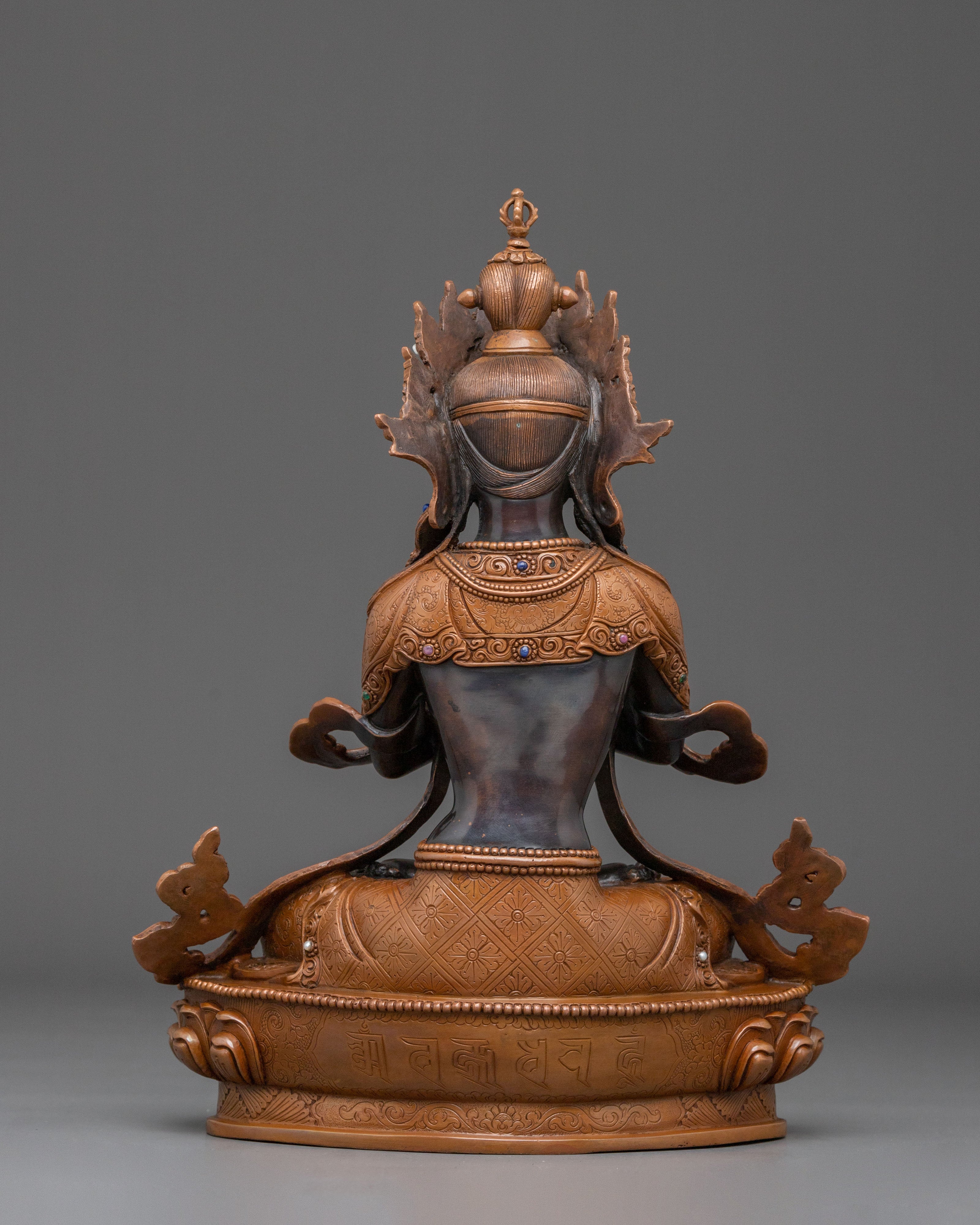 Vajradhara Statue | Oxidized Copper & Gemstone Art