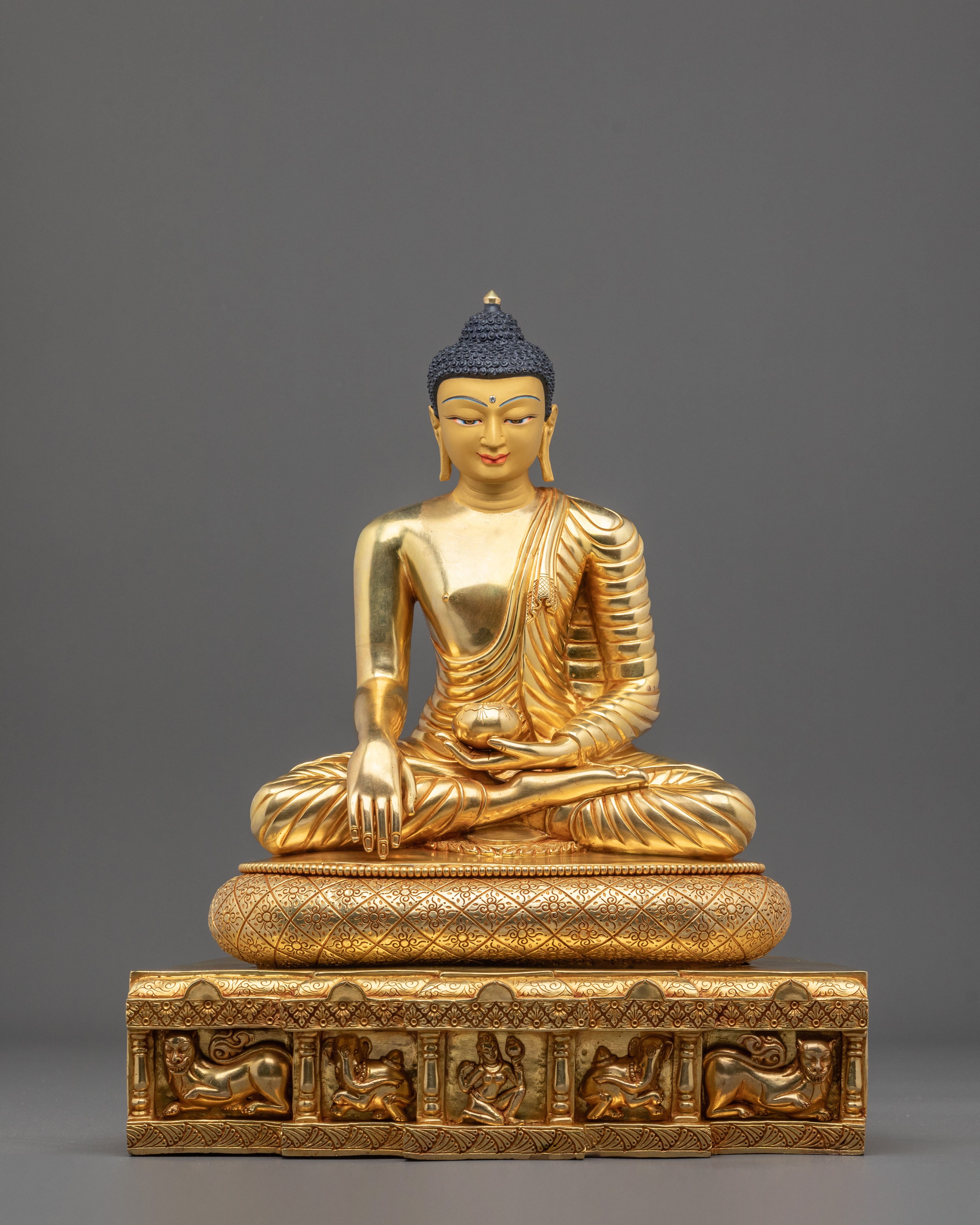 Gautama Buddha 24K Gold Gilded Sculpture: Divine Serenity