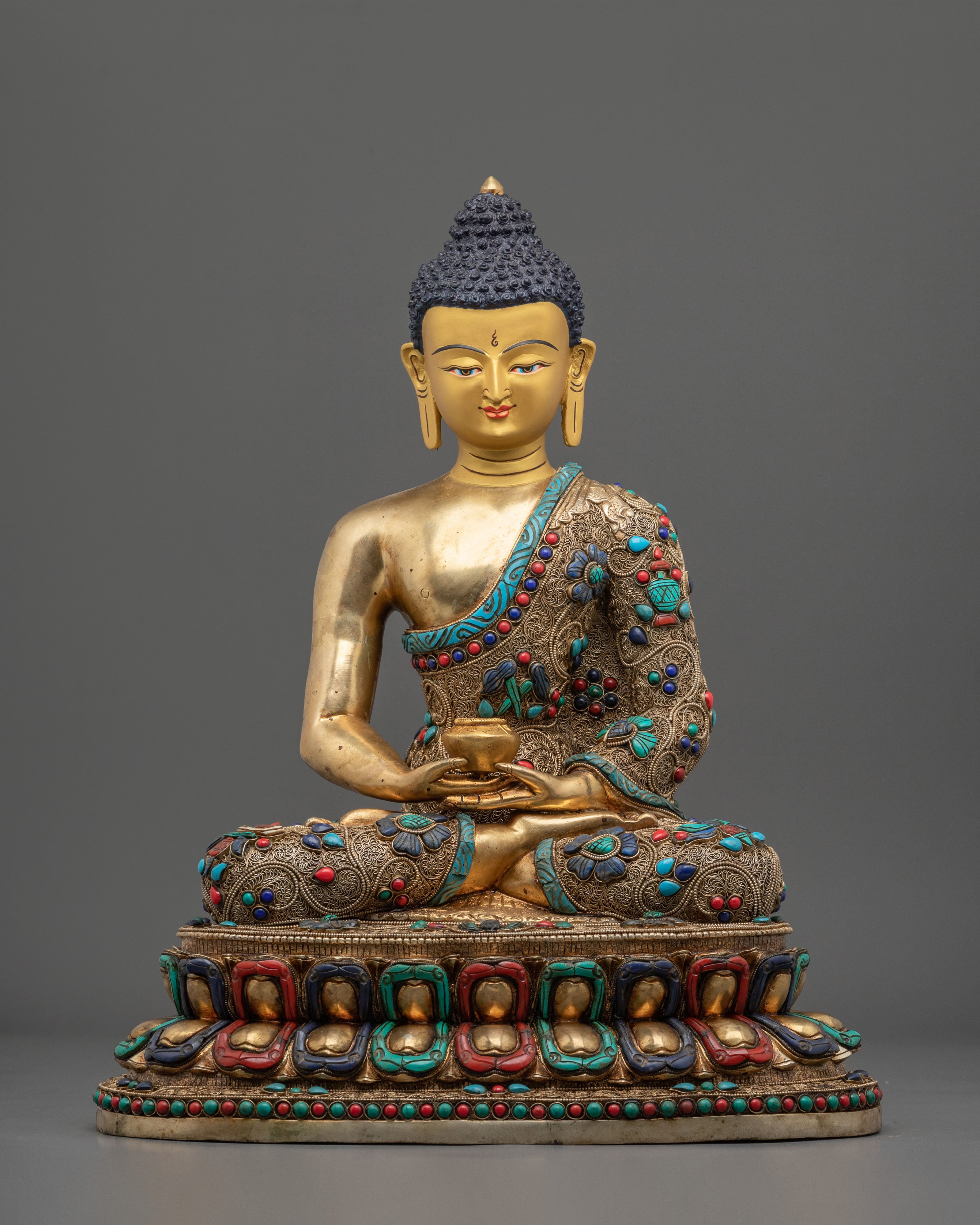 24K Gold Gilded Amitabha Buddha Mahayana Statue