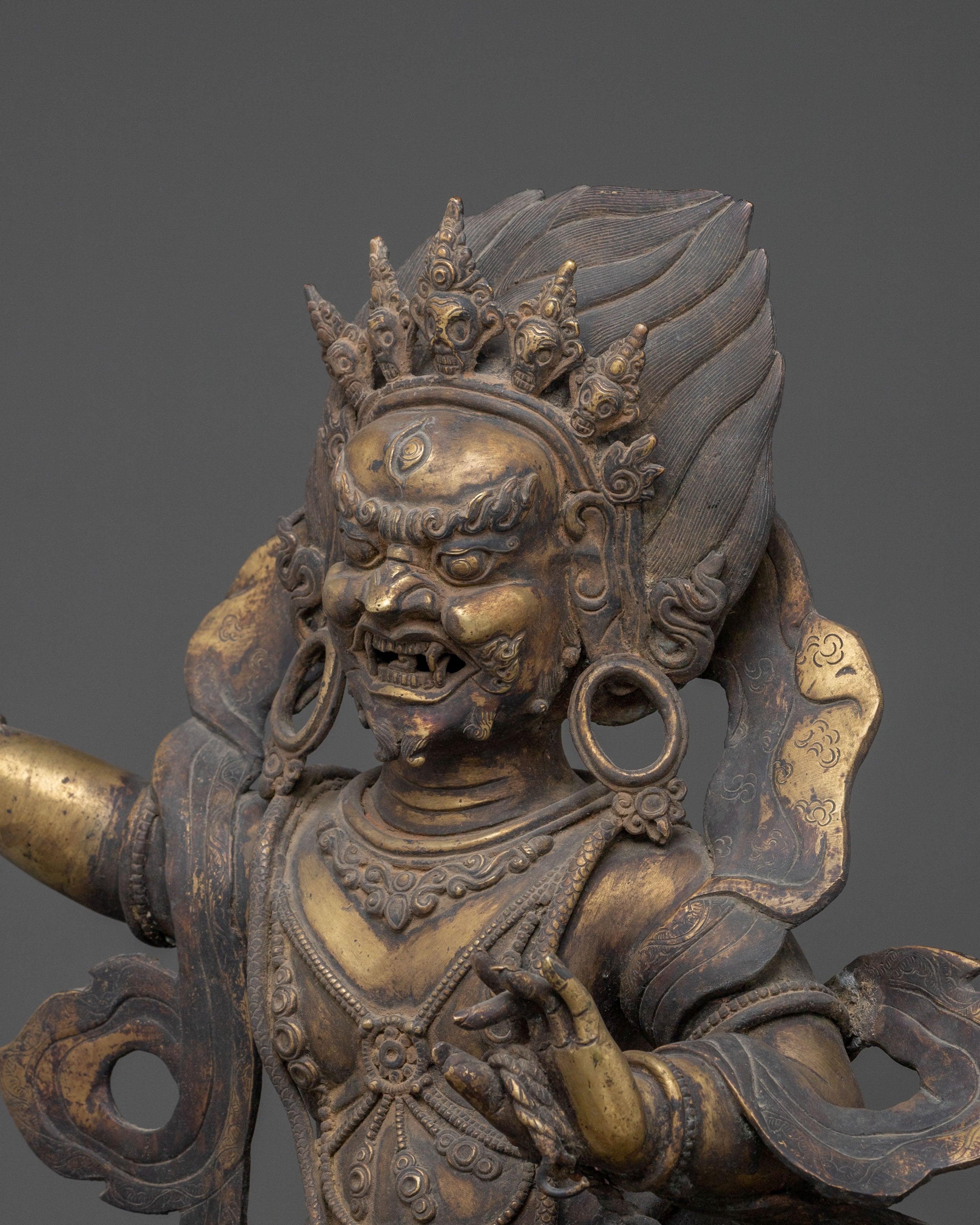 Himalayan Vajrapani Sculpture | Oxidized Copper Art