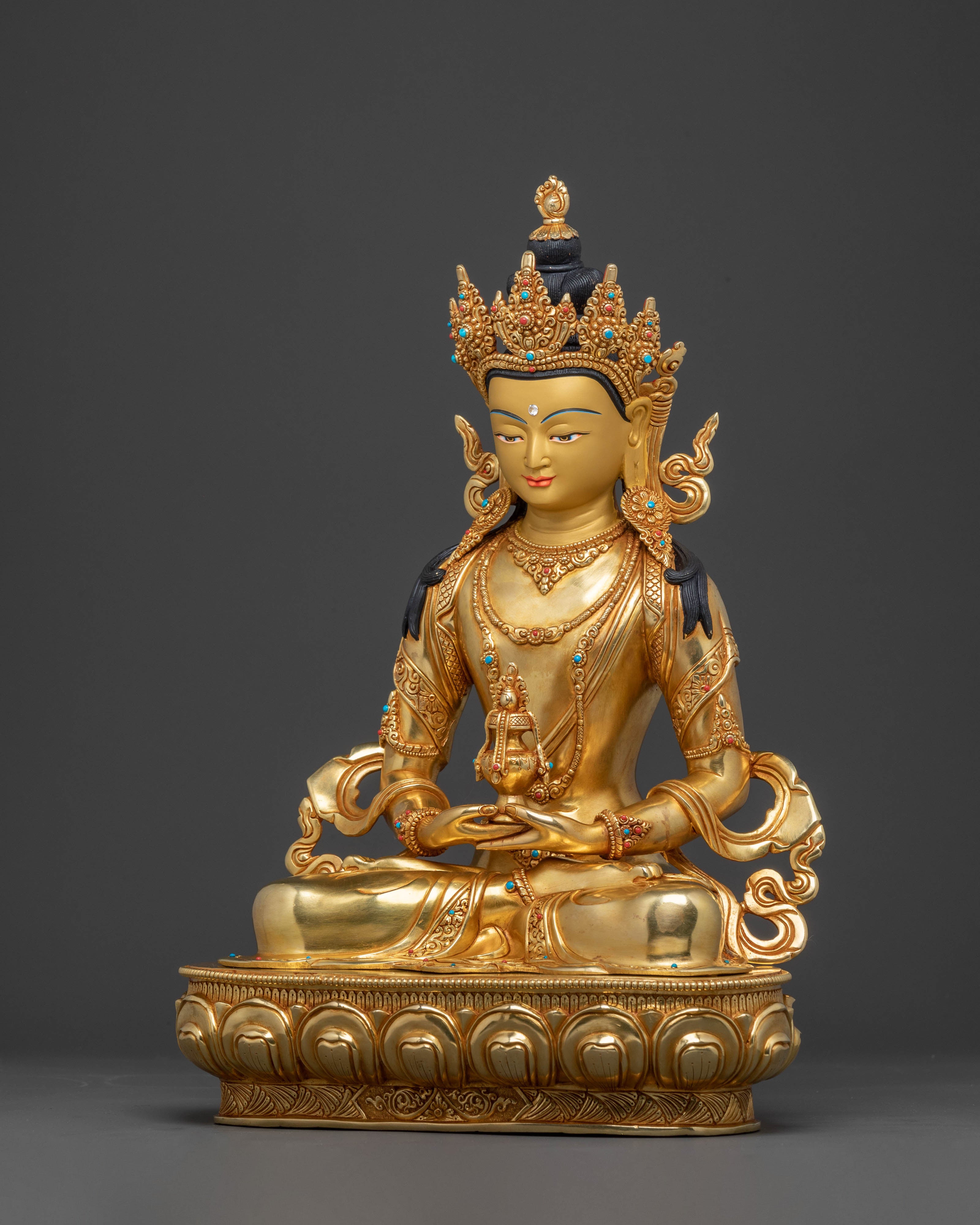 Handcrafted 24K Gold Gilded Amitayus Statue | Symbol of Longevity
