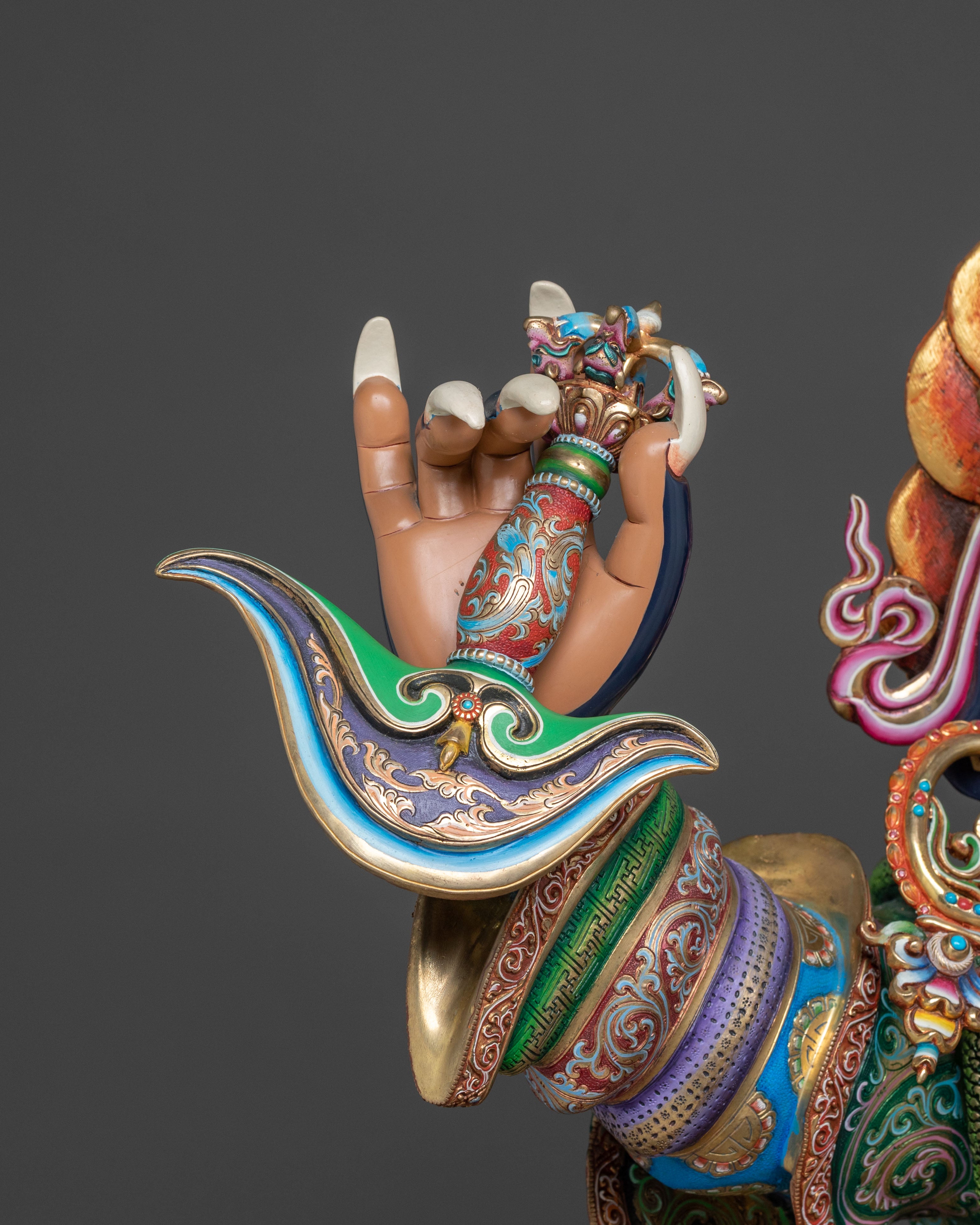 Mahakala Bernakchen, 24K Gold Gilded Protector Statue