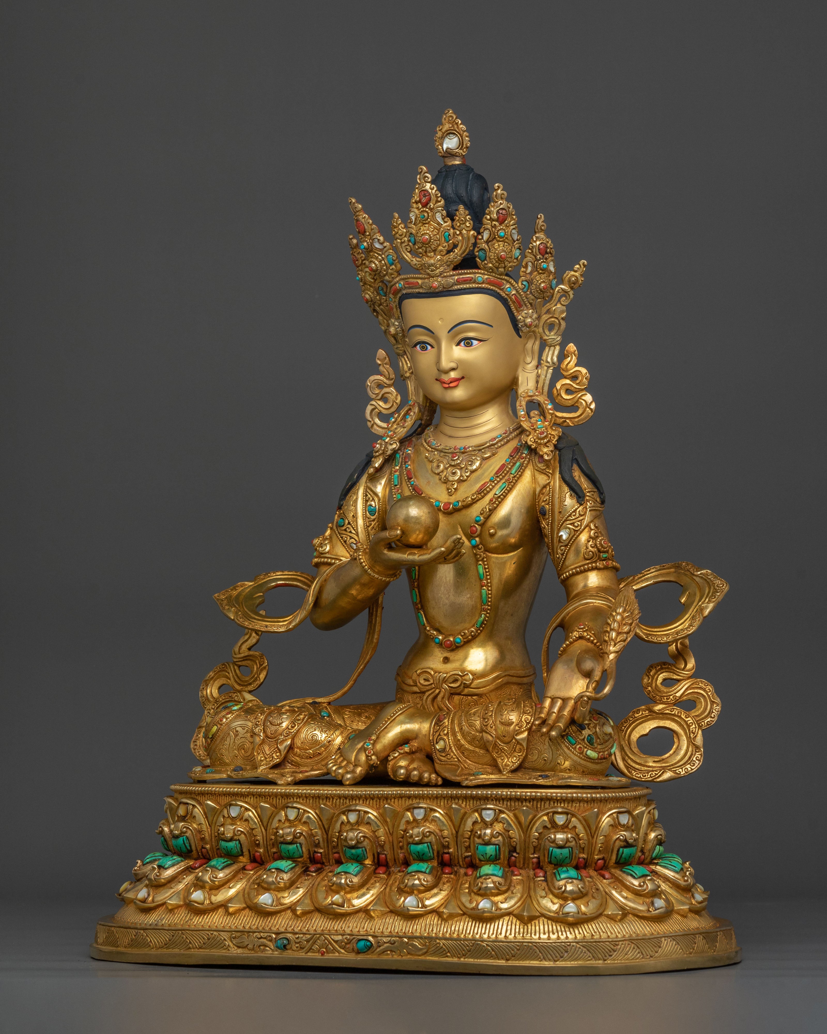 Kshitigarbha Gold Gilded Statue | Traditional Vajrayana Statue