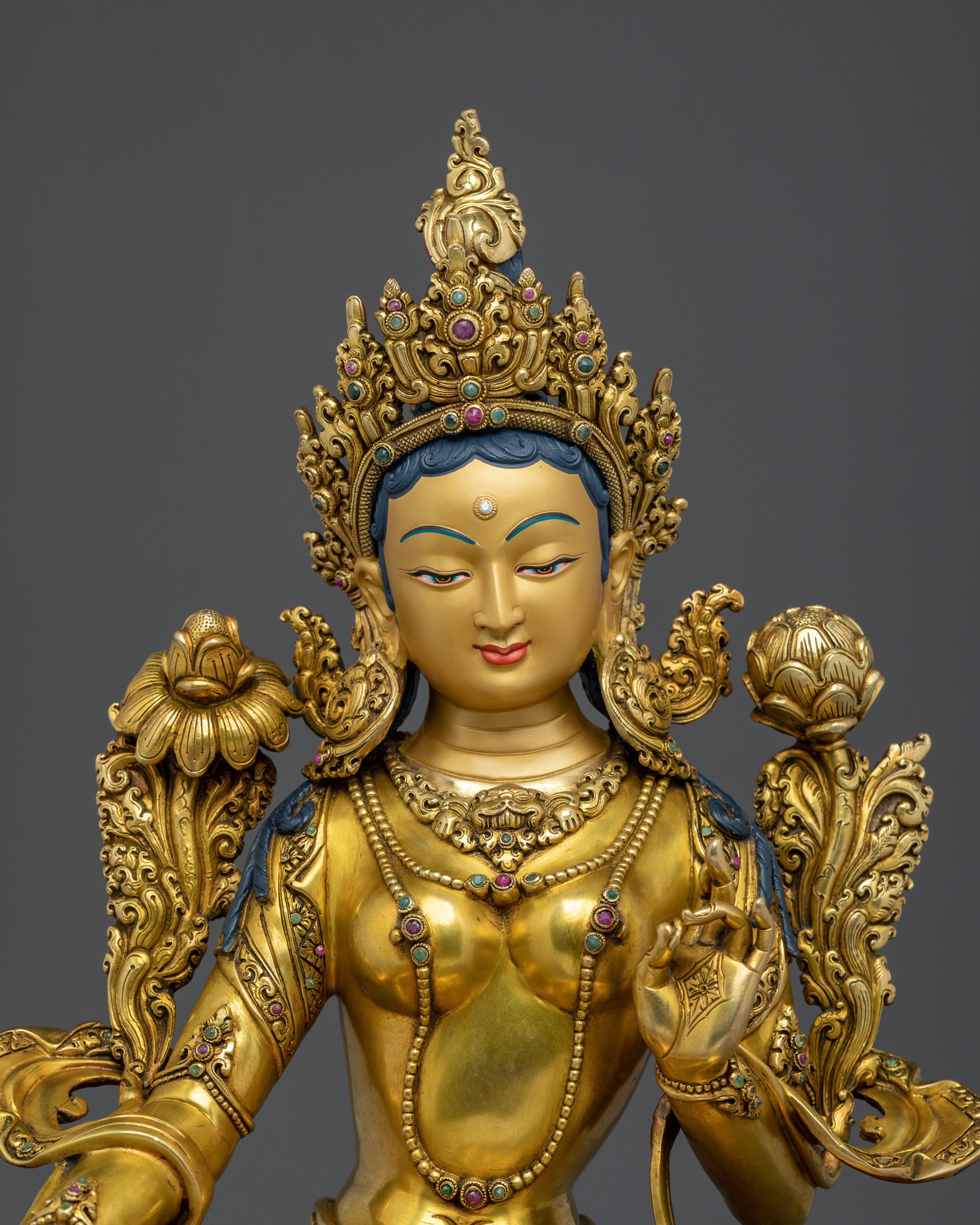 Tibetan Goddess Green Tara Statue | Buddhist Shrine