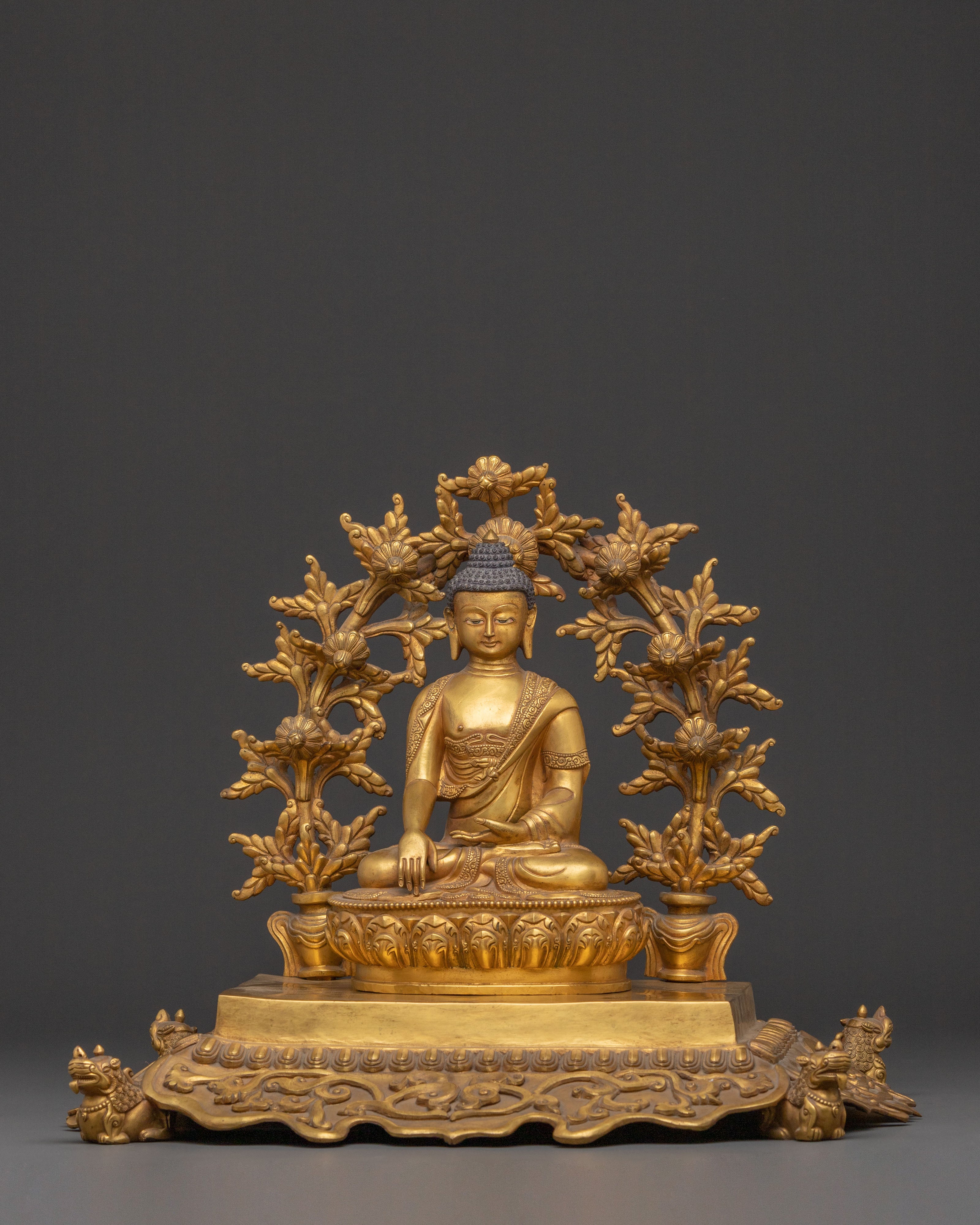 Shakyamuni Buddha Divine Statue on Throne