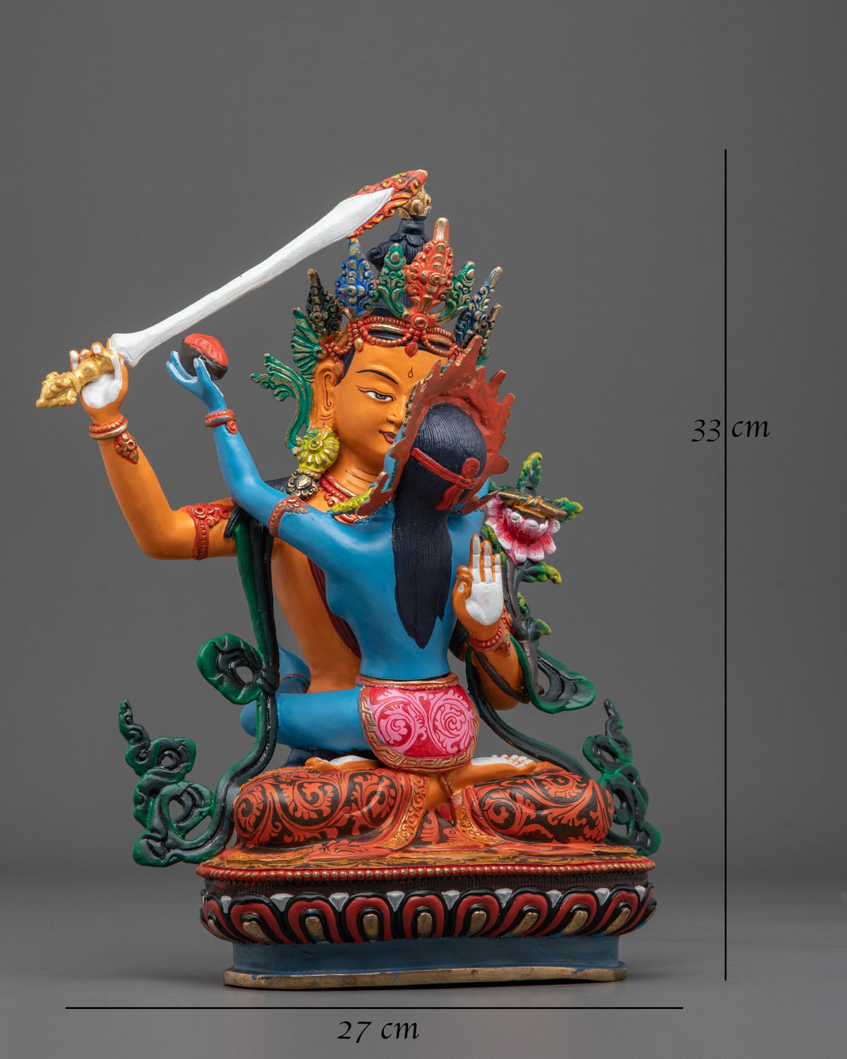 Manjushri Statue With Consort | Copper Figurine