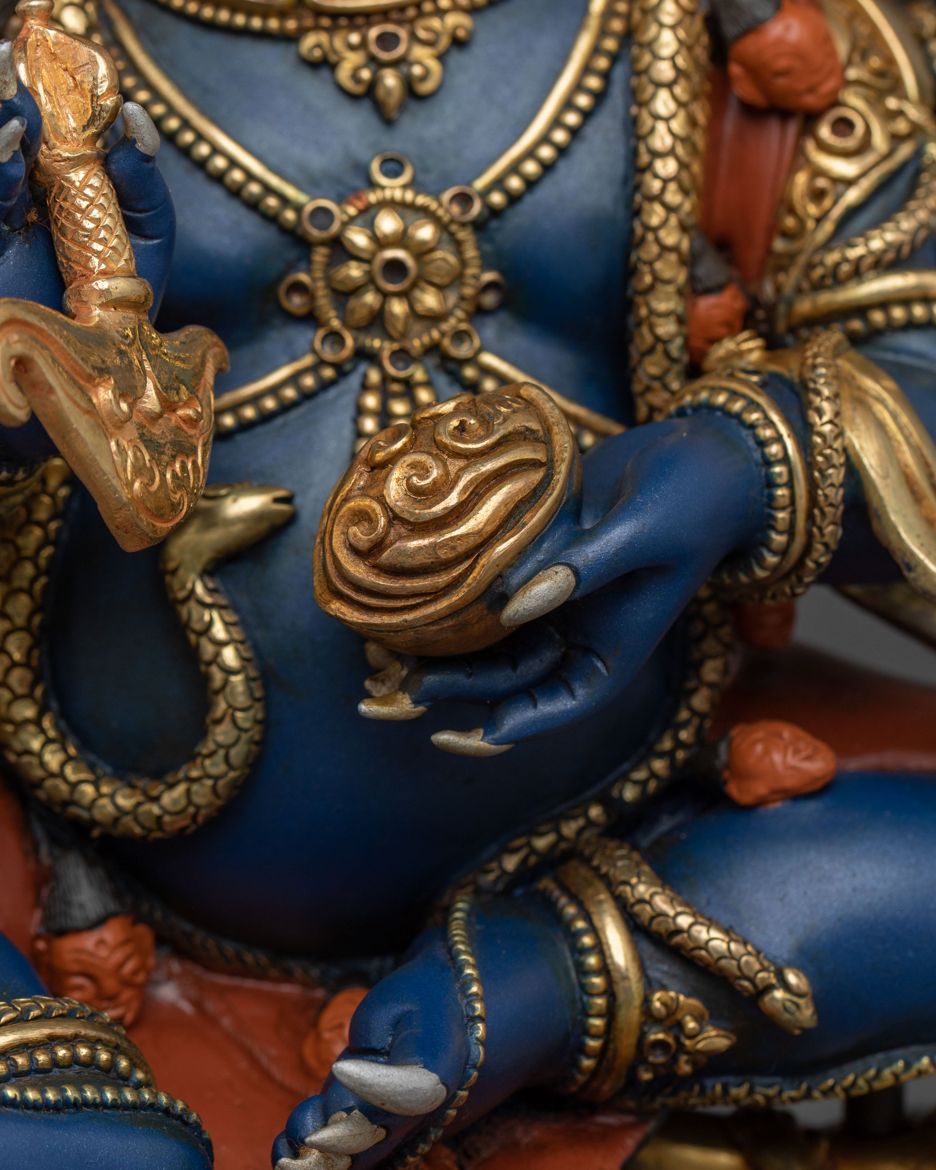 Handcrafted Four Armed Mahakala Statue | Himalayan Buddhist Protector