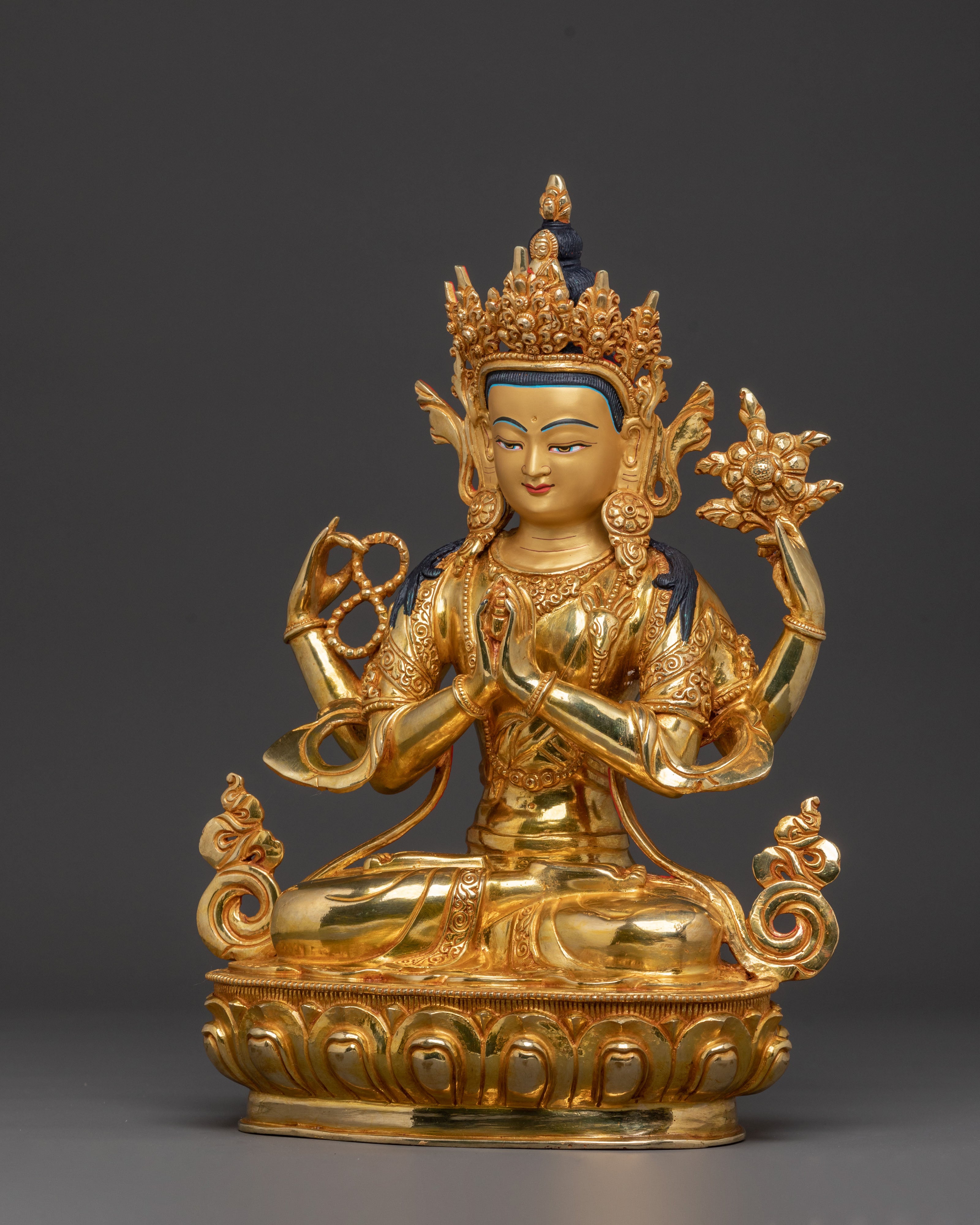 Chenrezig Sacred Tibetan Statue | Meditation Altar Figurine
