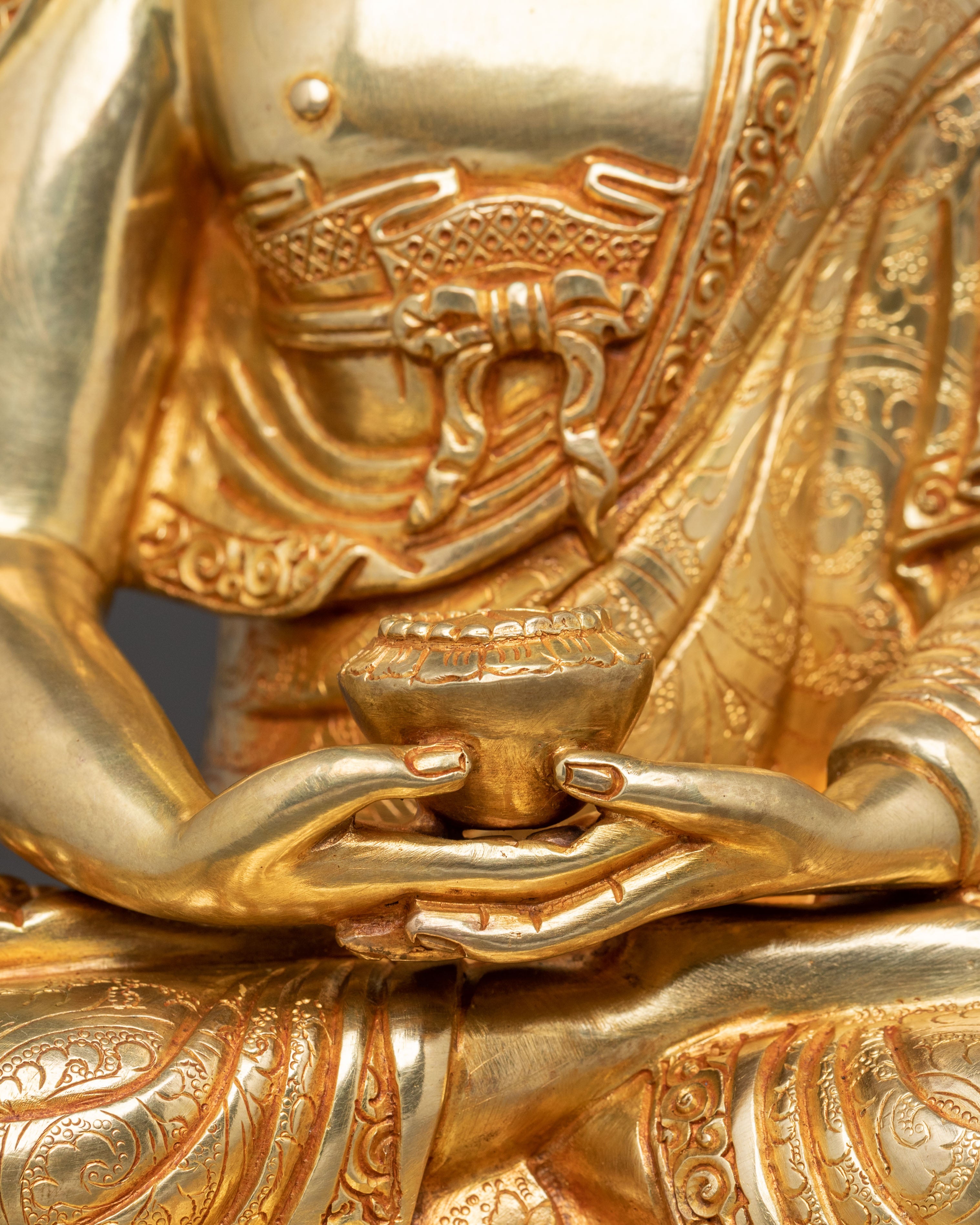 24k Gold Gilded Amitabha Buddha Spiritual Statue – Exquisite Copper Art