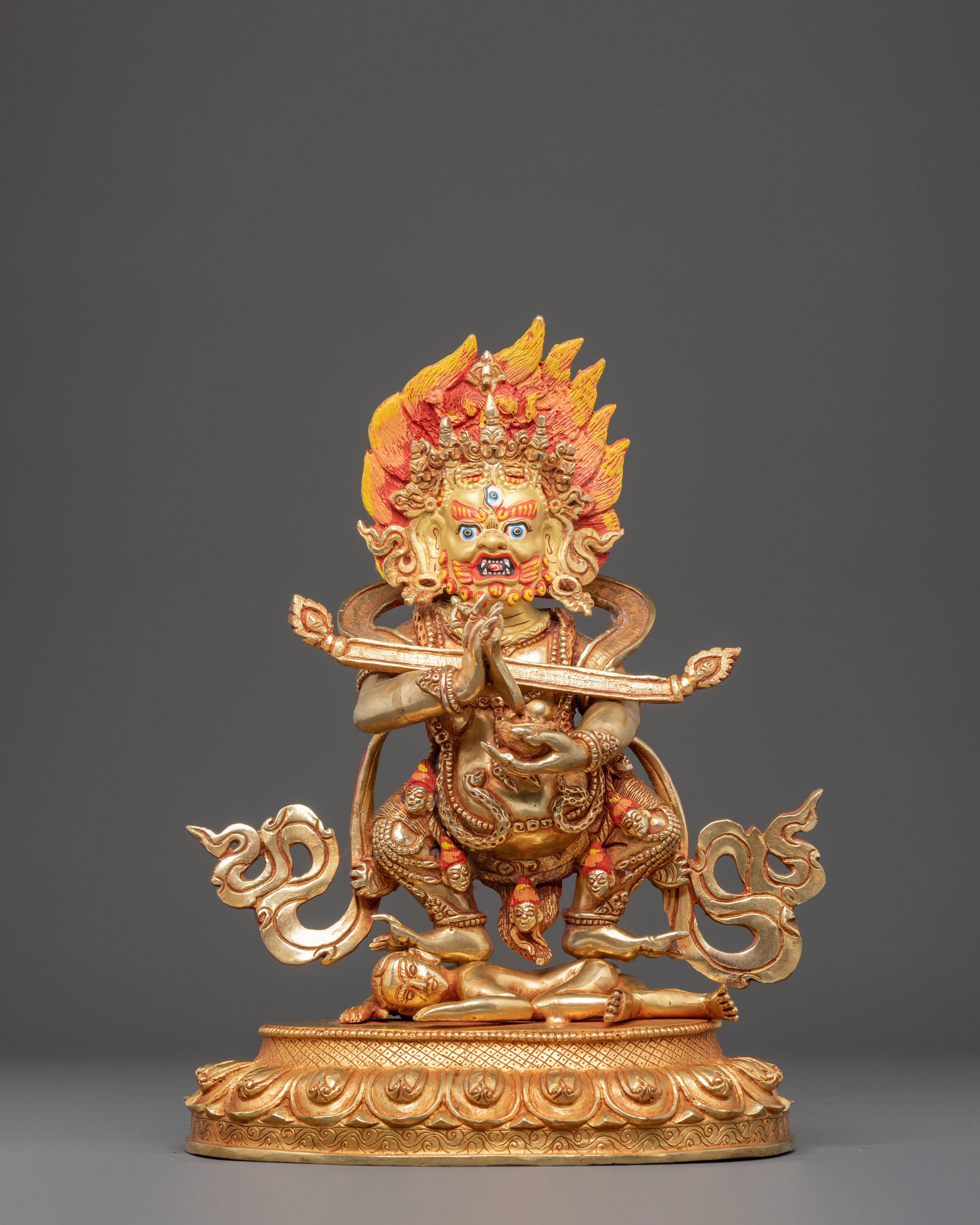 Handcrafted Wrathful Sakya Mahakala Statue | Traditional Tibetan Art